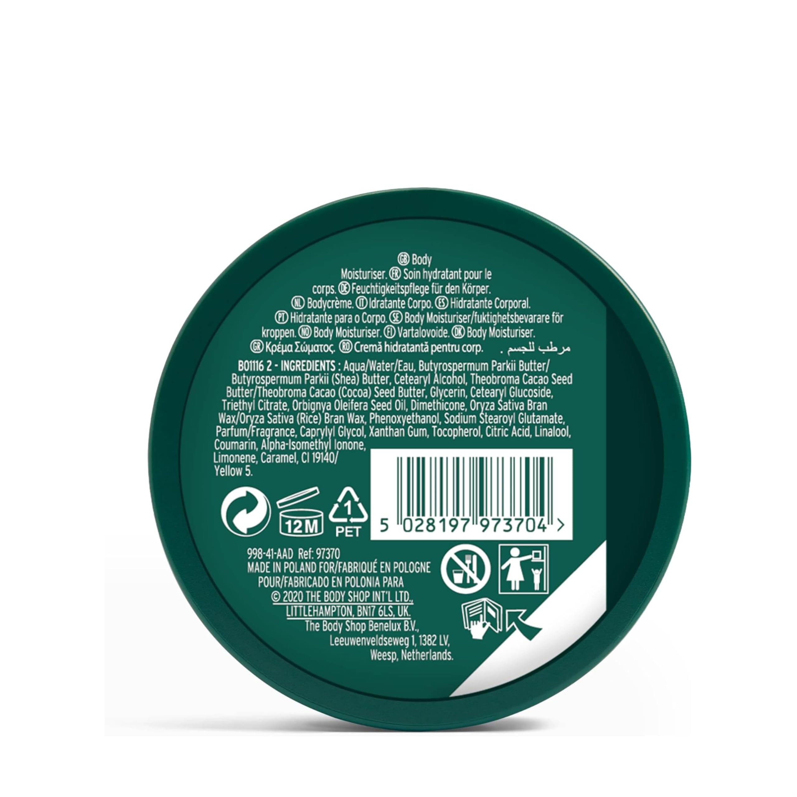 The Body Shop Shea Body Butter 6.4 oz, a nourishing skin moisturizer with rich shea butter for long-lasting hydration.