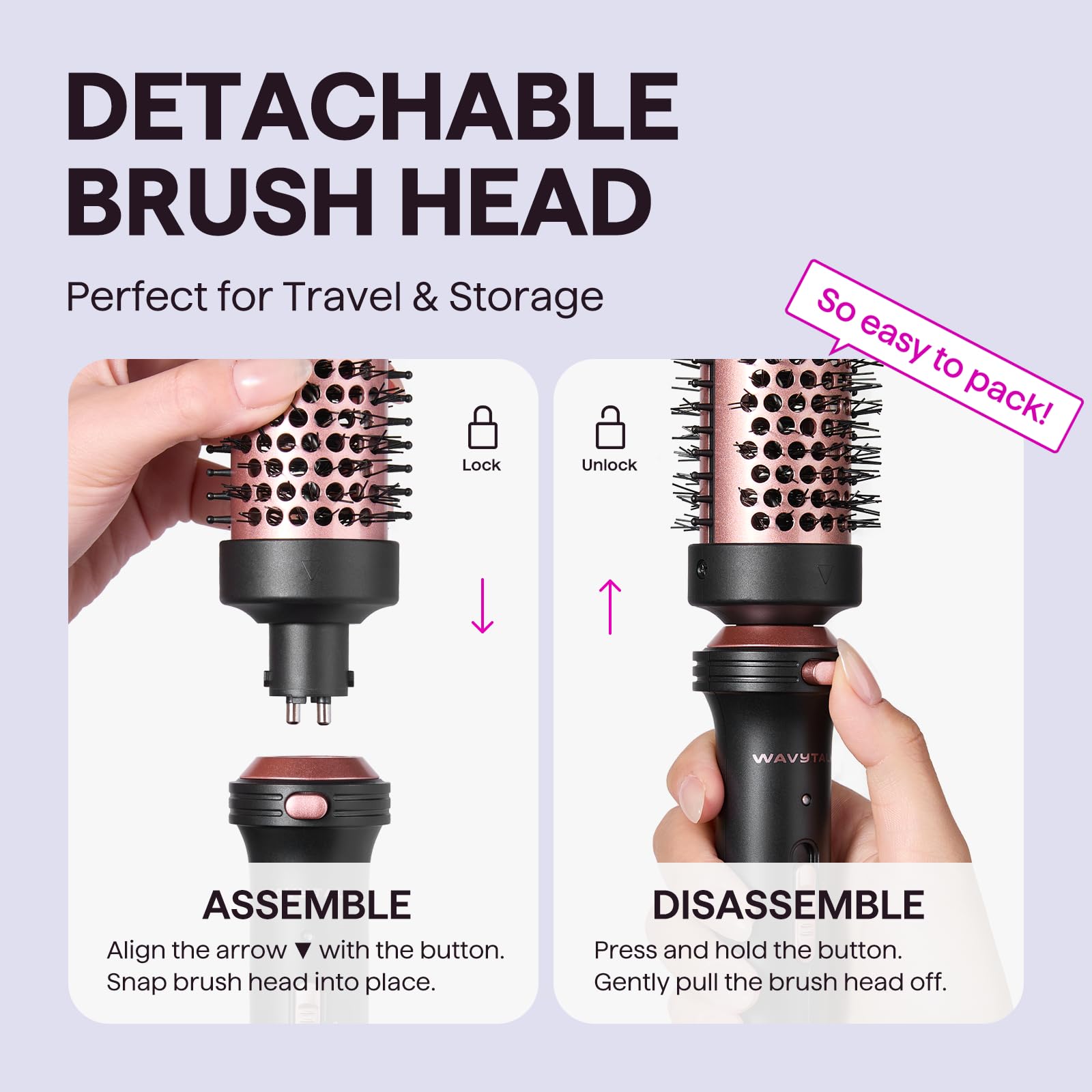 Wavytalk 1.5-inch thermal round brush for blowouts and curls, ideal for styling hair with a professional look.