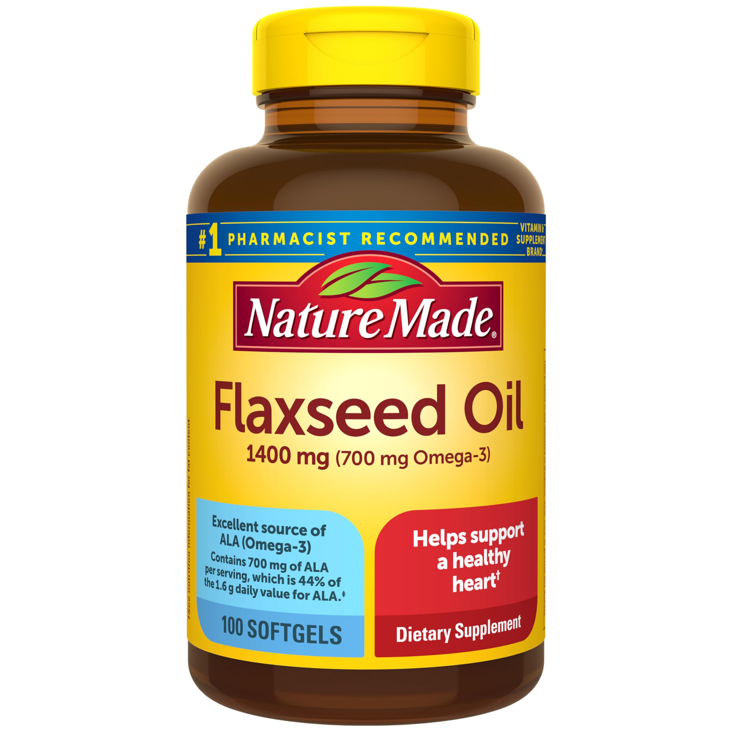 Nature Made Extra Strength Flaxseed Oil 1400 mg Softgels, 100 - Product Imagery
