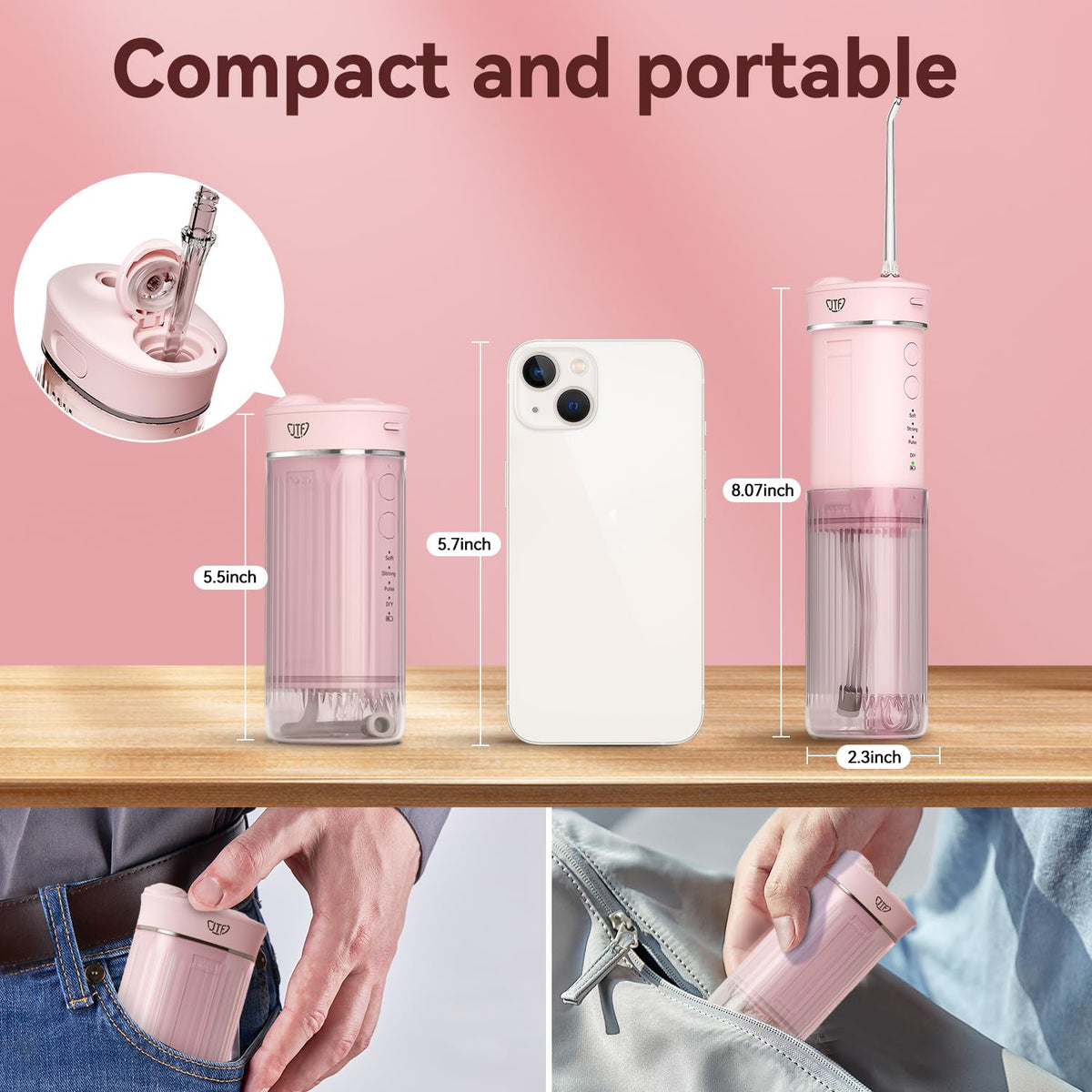 Portable Mini Water Dental Flosser for Teeth Cleaning Travel - JTF Official Imagery - 3