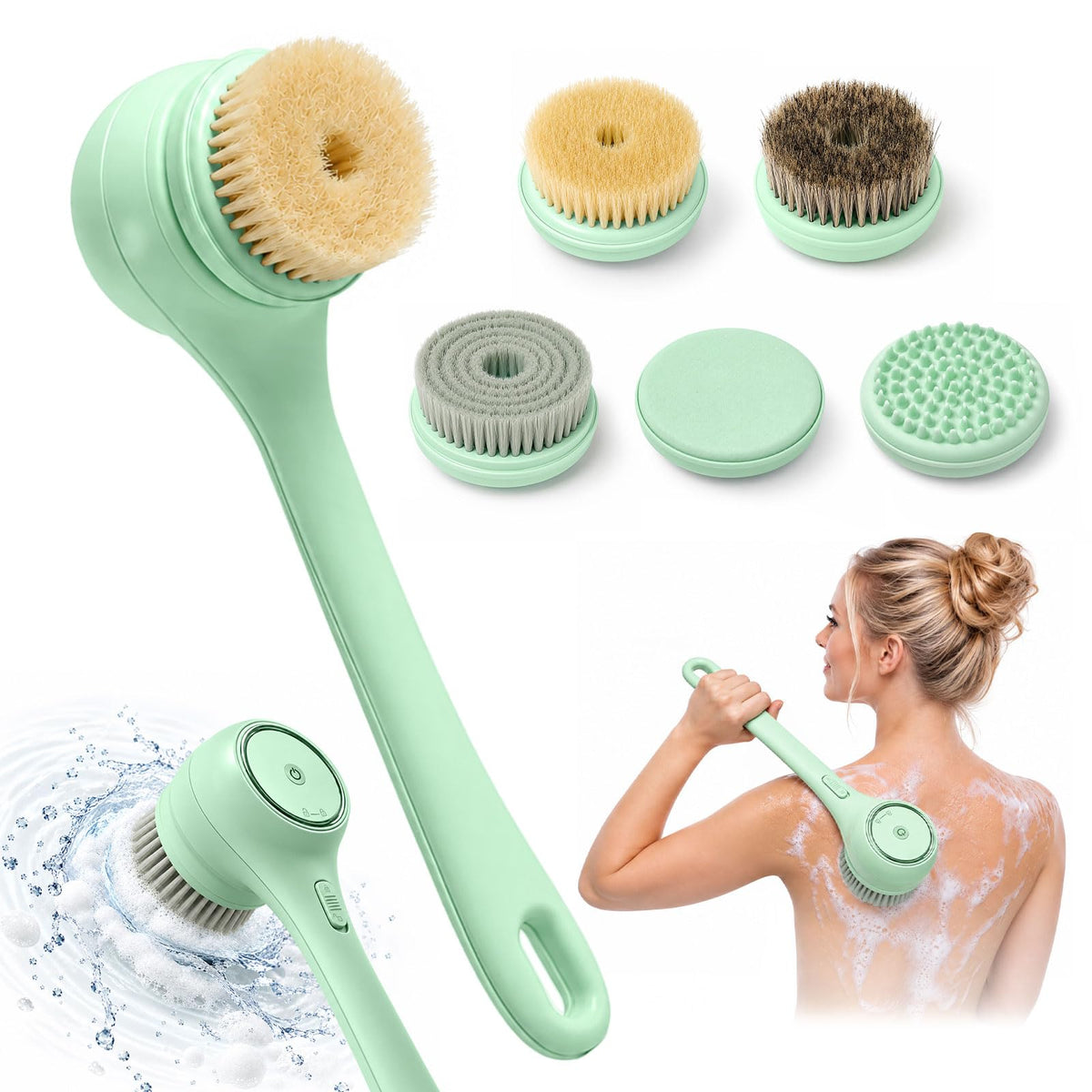Electric Dry Brush 5 in 1 Waterproof Body Scrubber with - ROLLERSTONE Official Imagery - 1