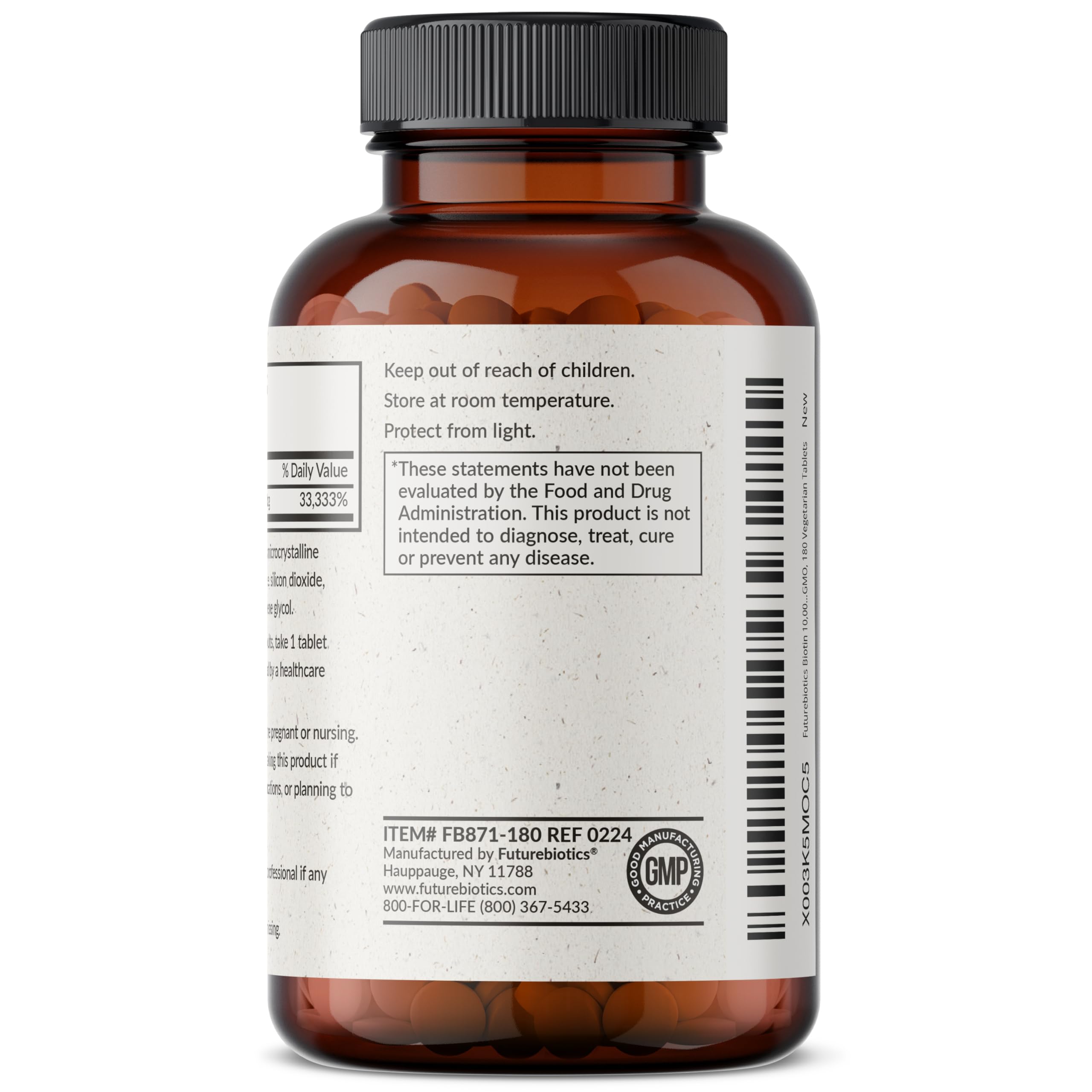 Futurebiotics Biotin 10,000 mcg Hair, Skin & Nails, 180 Vegetarian Tablets
