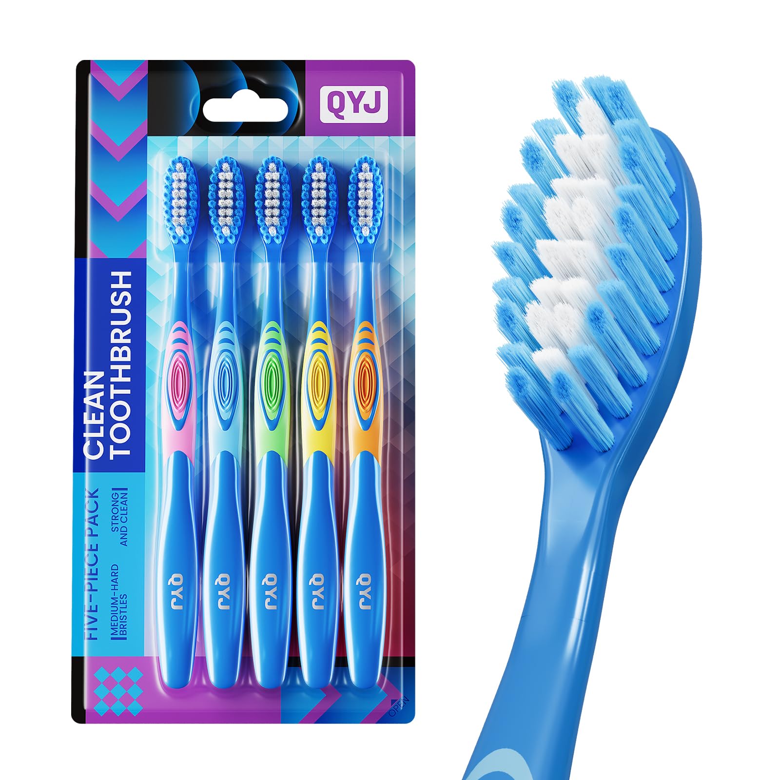 Medium Bristle Toothbrush for Adults, Manual Whitening Brush - Product Imagery