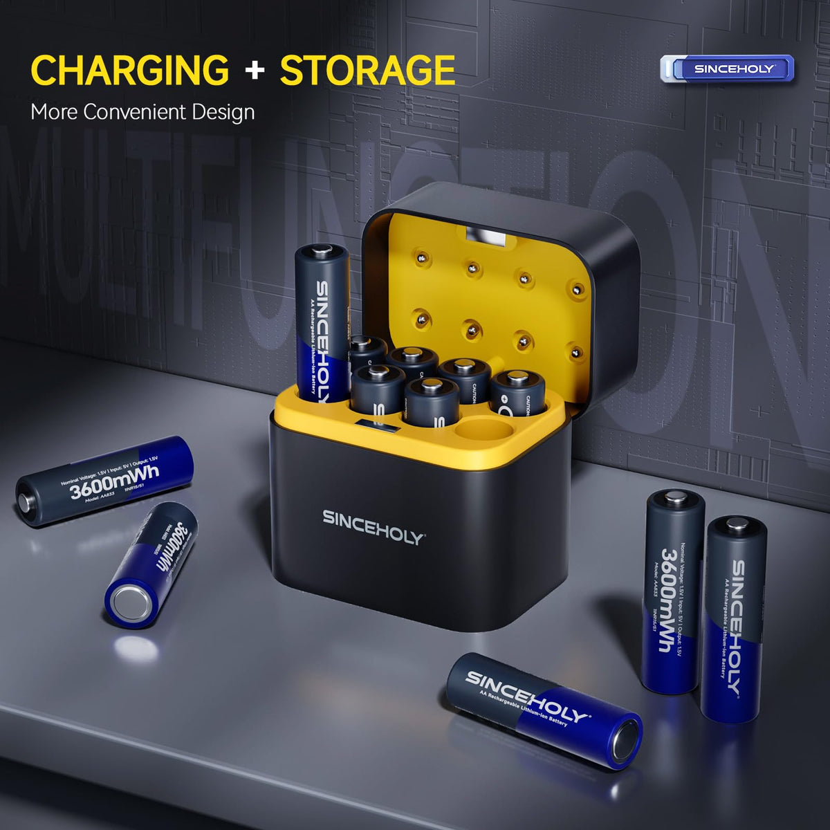 12 Pack 1 5V 3600mWh AA Lithium Rechargeable Batteries with - SINCEHOLY Official Imagery - 7