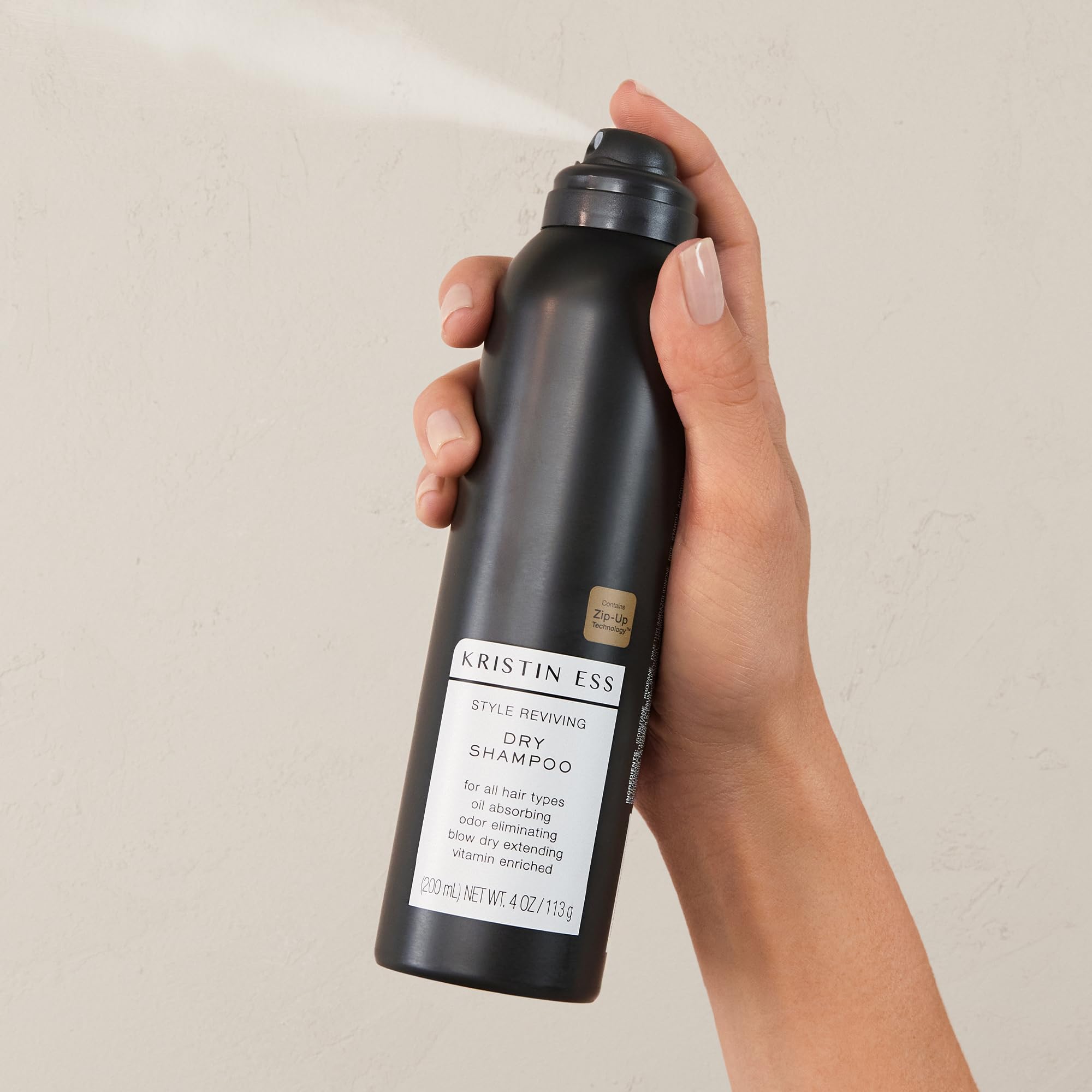 Kristin Ess volumizing vitamin C dry shampoo spray for oily hair, with fresh pear scent, minimizes residue, sulfate-free, vegan, color safe