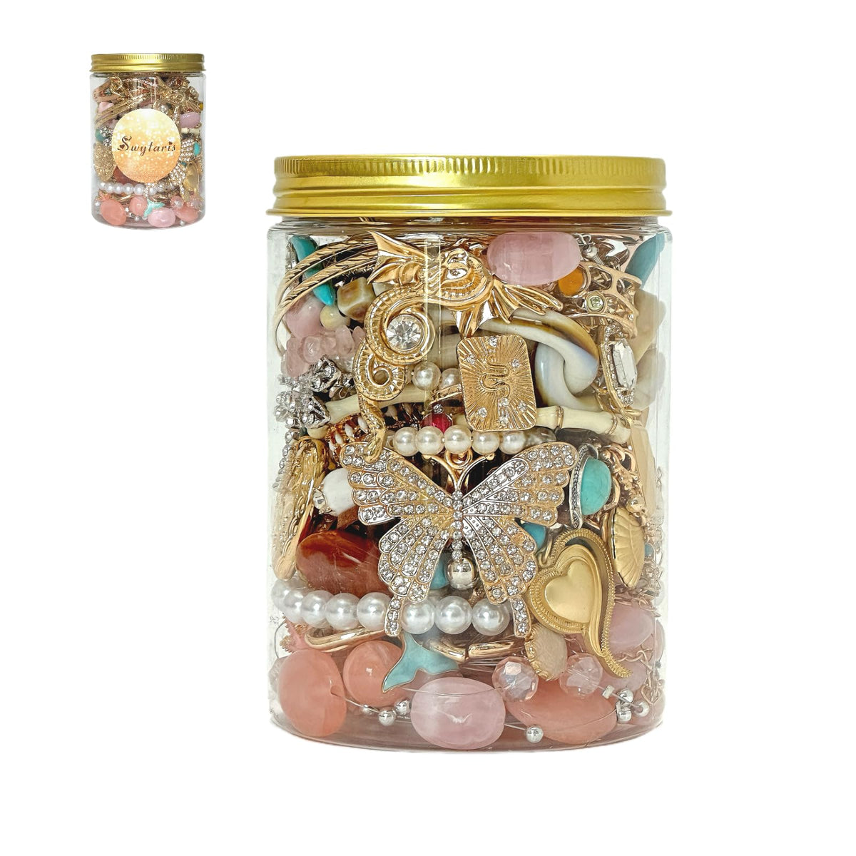 Swytaris Mystery Jewelry Jar, Surprise Jewelry Set for Woman Includes Necklaces, Earrings, Rings, Bracelets and Hair Cli