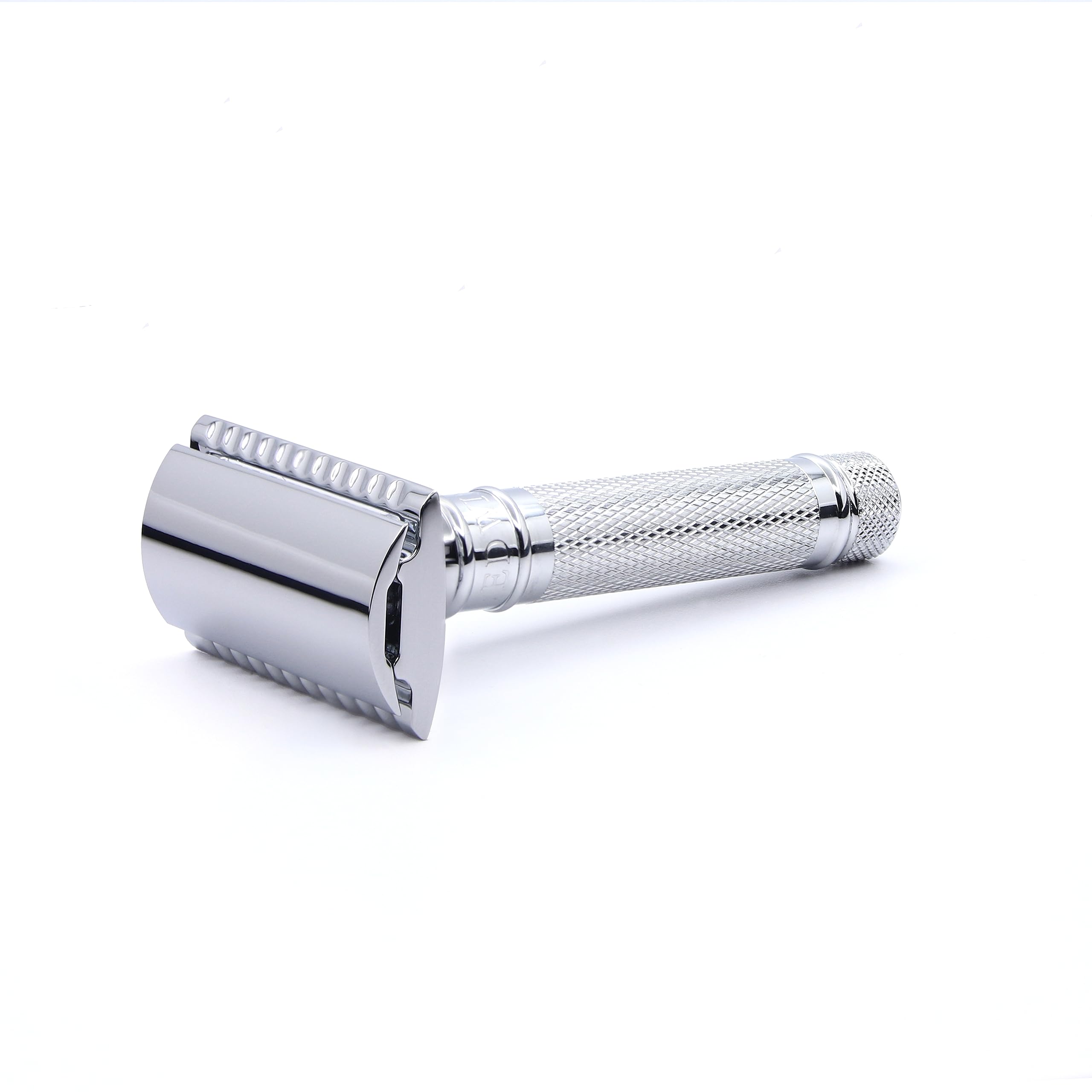 Edwin Jagger DES89KN short handled classic double edge safety razor with knurled grip, eco-friendly reusable design for men and women.