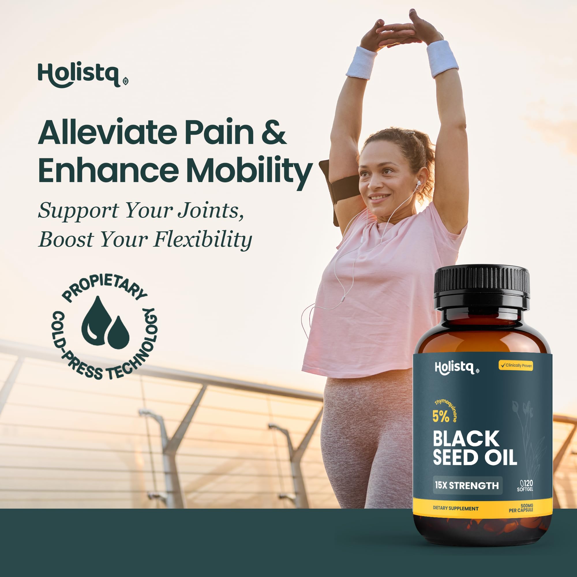 HOLISTQ Black Seed Oil Capsules, Organic Cold Pressed, 5% Thymoquinone