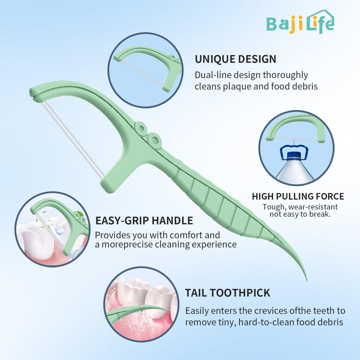 bajilife Smart Touchless Dental Floss Dispenser with 10 Cartridges Total 550 Count – alternate angle
