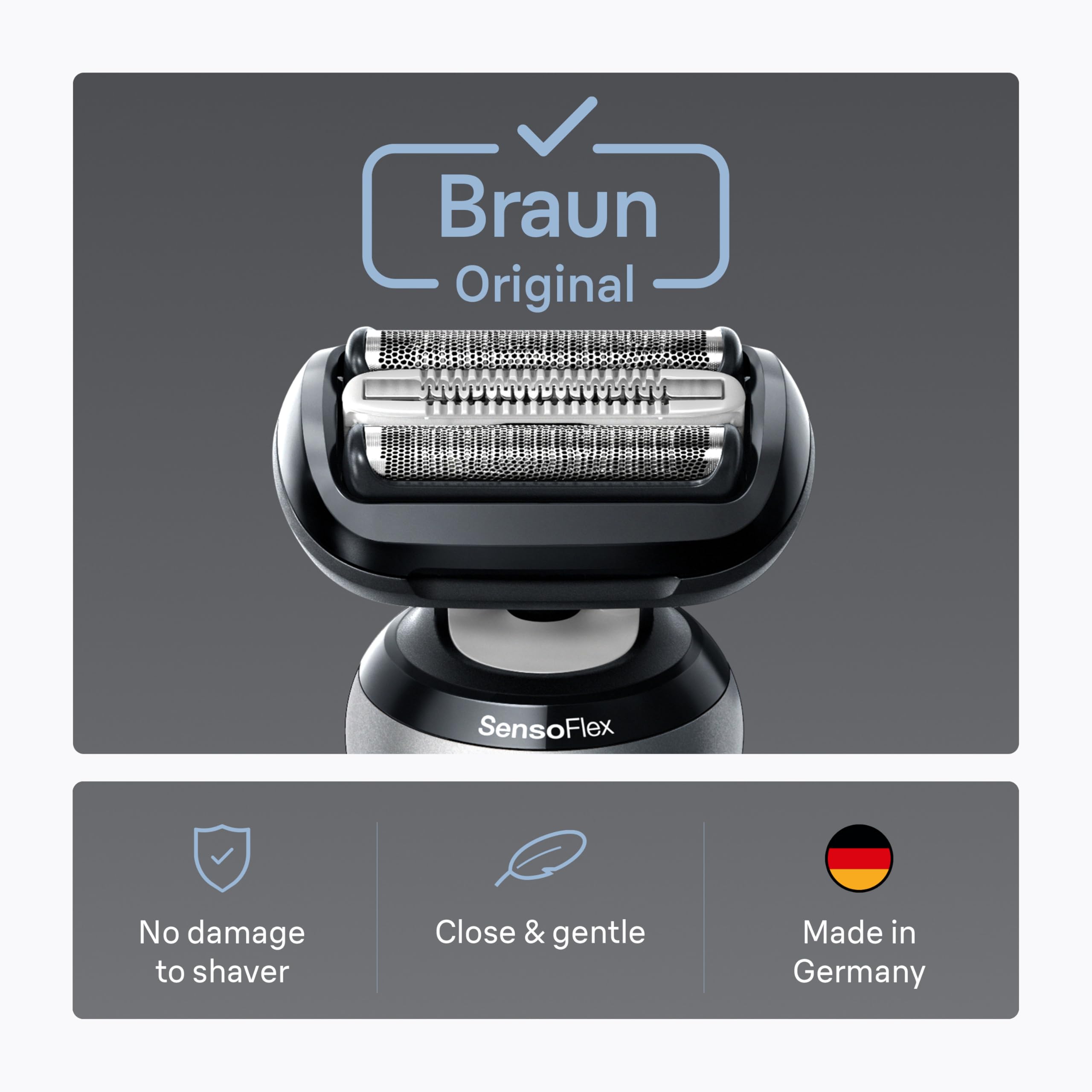 Braun Series 6 Electric Shaver Replacement Head with Sensitive Skinguard, Easily Attach Your Shaver Head, Compatible with New Generation Series 6 Shavers, 64B, Black