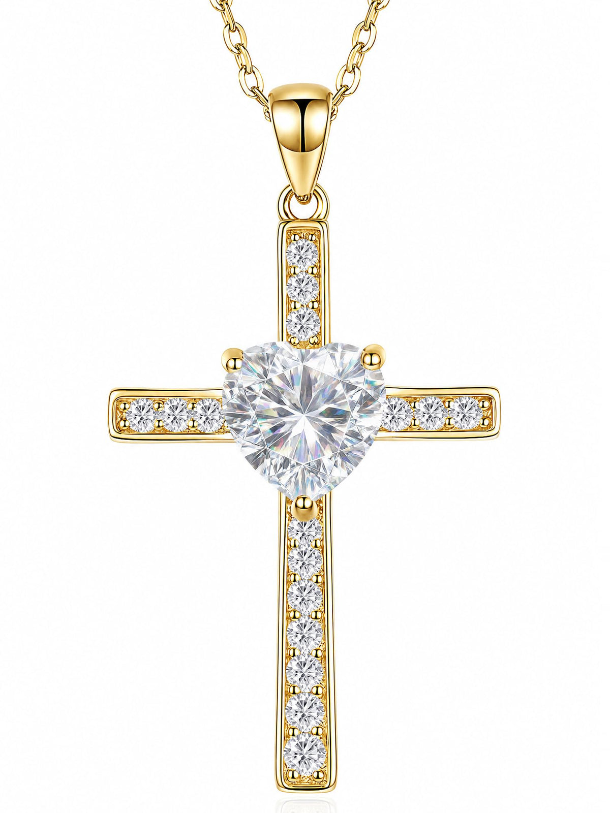 Moissanite Cross 1 1 2 35CT D Color VVS1 Cross Necklace for - EIoways Official Imagery - 1