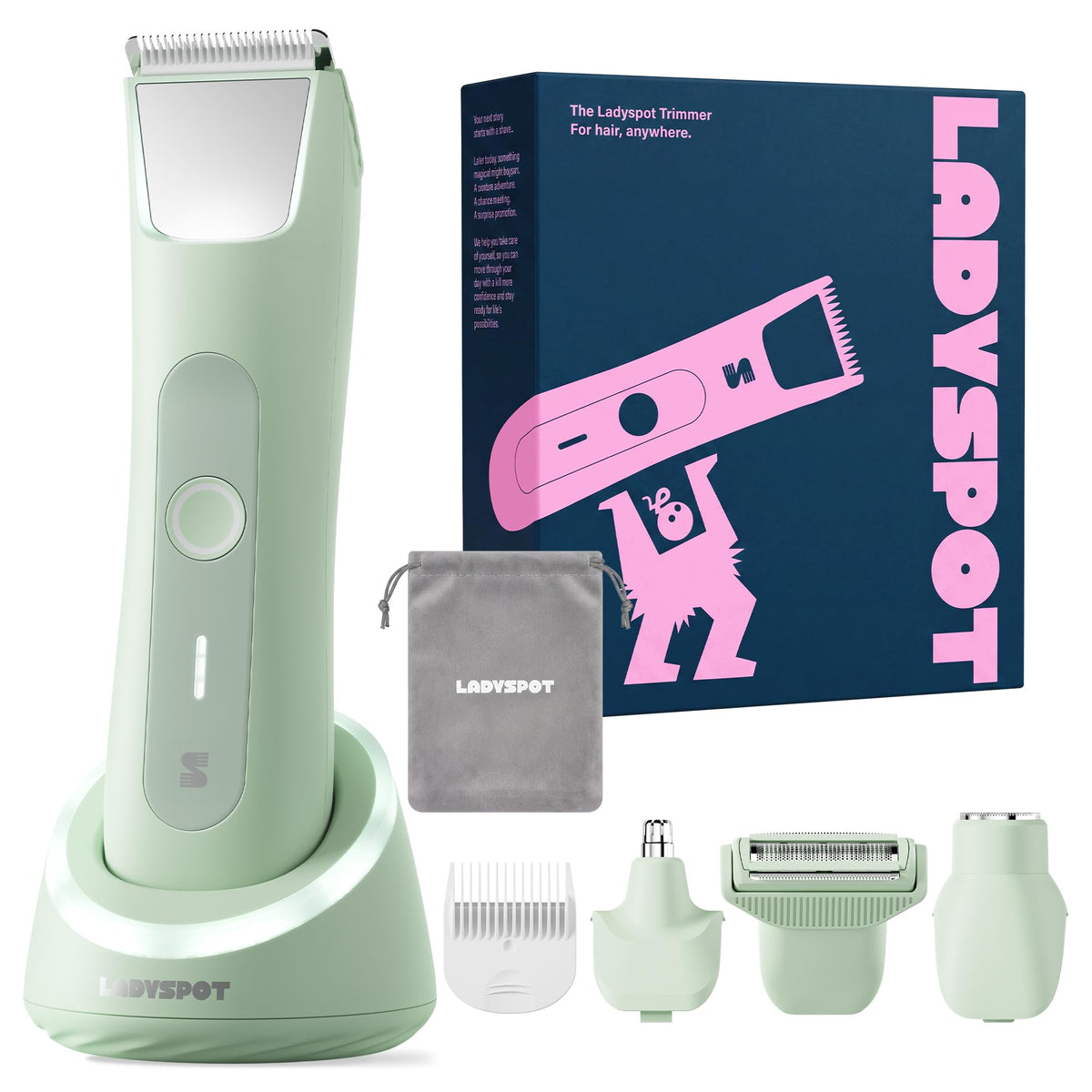 LADYSPOT POP 4-in-1 Bikini Trimmer for Women – Green, Ceramic