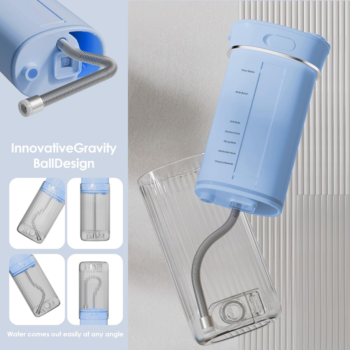 Portable Mini Water Flosser 225ML Long Lasting Endurance - Hooyapik Official Imagery - 5