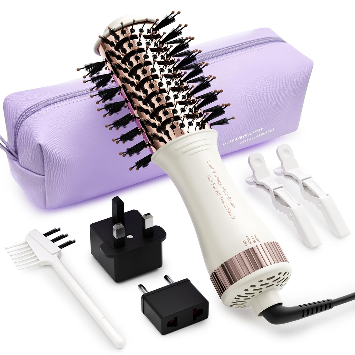 Olaermoso 4-in-1 Travel Dual Voltage Hair Dryer Brush 110-240V Blow Dryer Brush – product photo (Hot-Air Brushes)