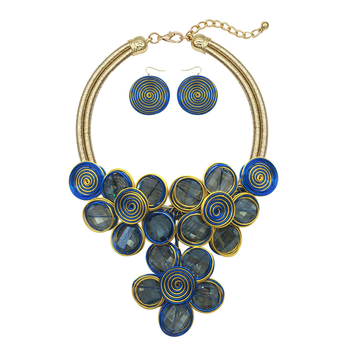 JHWZAIY Statement Chunky Flower African Necklace For Women Tribal Fashion Costume Jewelry Earring Sets Unique Big Colorf