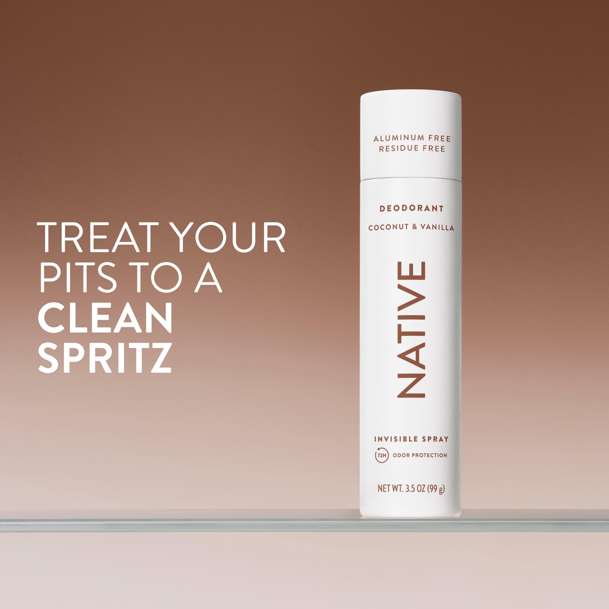 Native Aluminum-Free Deodorant Body Spray in Coconut Vanilla scent, 3.5oz bottle, natural fragrance and aluminum-free formula.