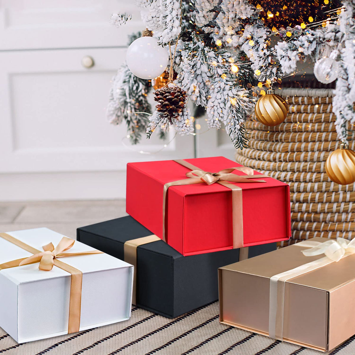5 Pack 13 5x10x4 Black Magnetic Gift Boxes Bulk with Ribbon - LIFELUM Official Imagery - 6