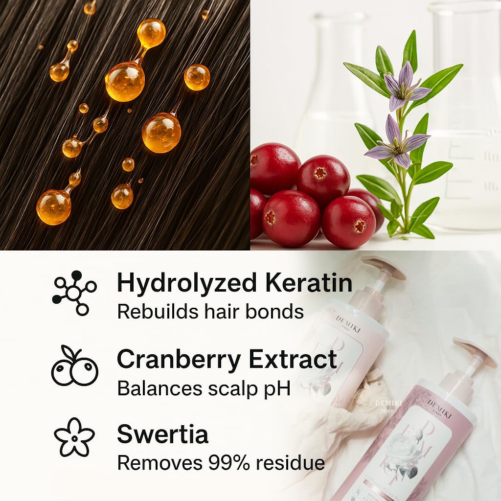 DEMIKI Japanese Shampoo and Conditioner Set for Women,Sulfate Free Shampoo for Oily Hair,Paraben Free, Sulfate Free, Ros