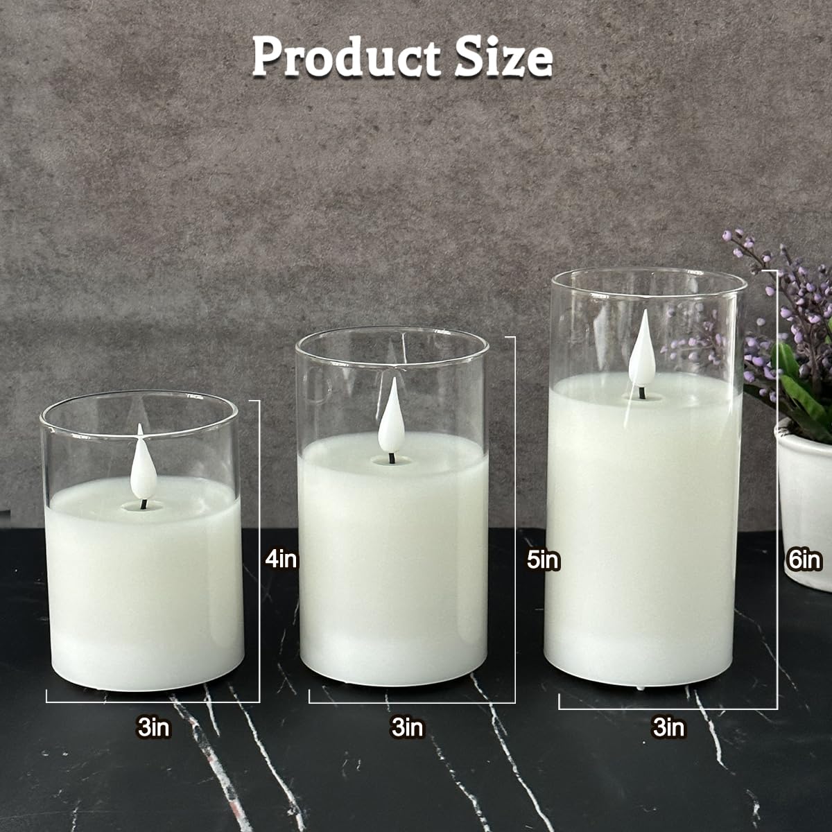 LEDHOLYT Glass Rechargeable LED Flickering Flameless Candles with Remote and Timer – full view