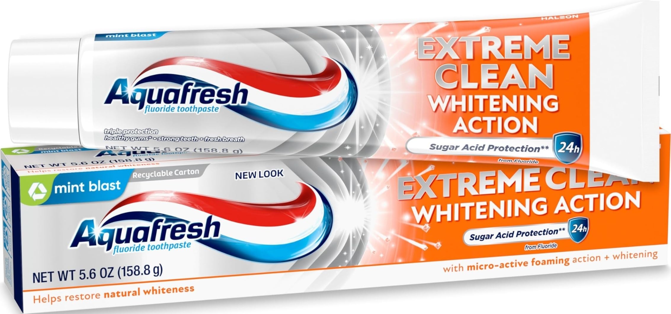 Aquafresh Extreme Clean Whitening Action Fluoride Toothpaste, - Product Imagery