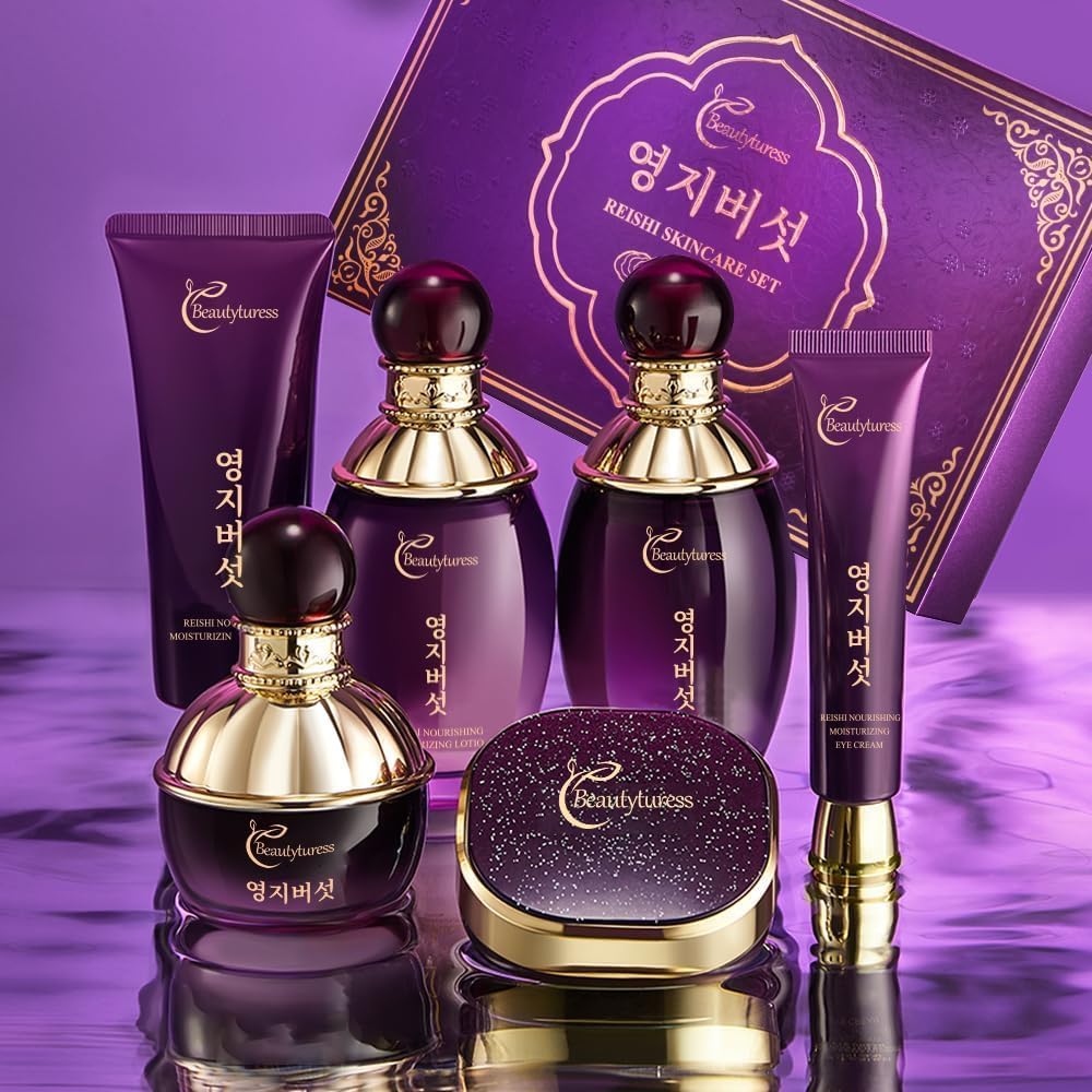 BEAUTYTURESS Ganoderma Lucidum Skincare Set - Face Care Kit with Collagen,Niacinamide, Hyaluronic Acid - Anti aging & Fi