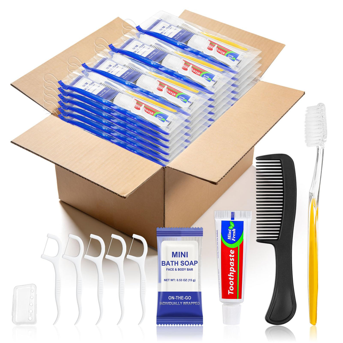 Xuezoioy 50 Sets Personal Hygiene Kit Bulk,Yellow,Travel Size – product photo (Manual Toothbrushes)