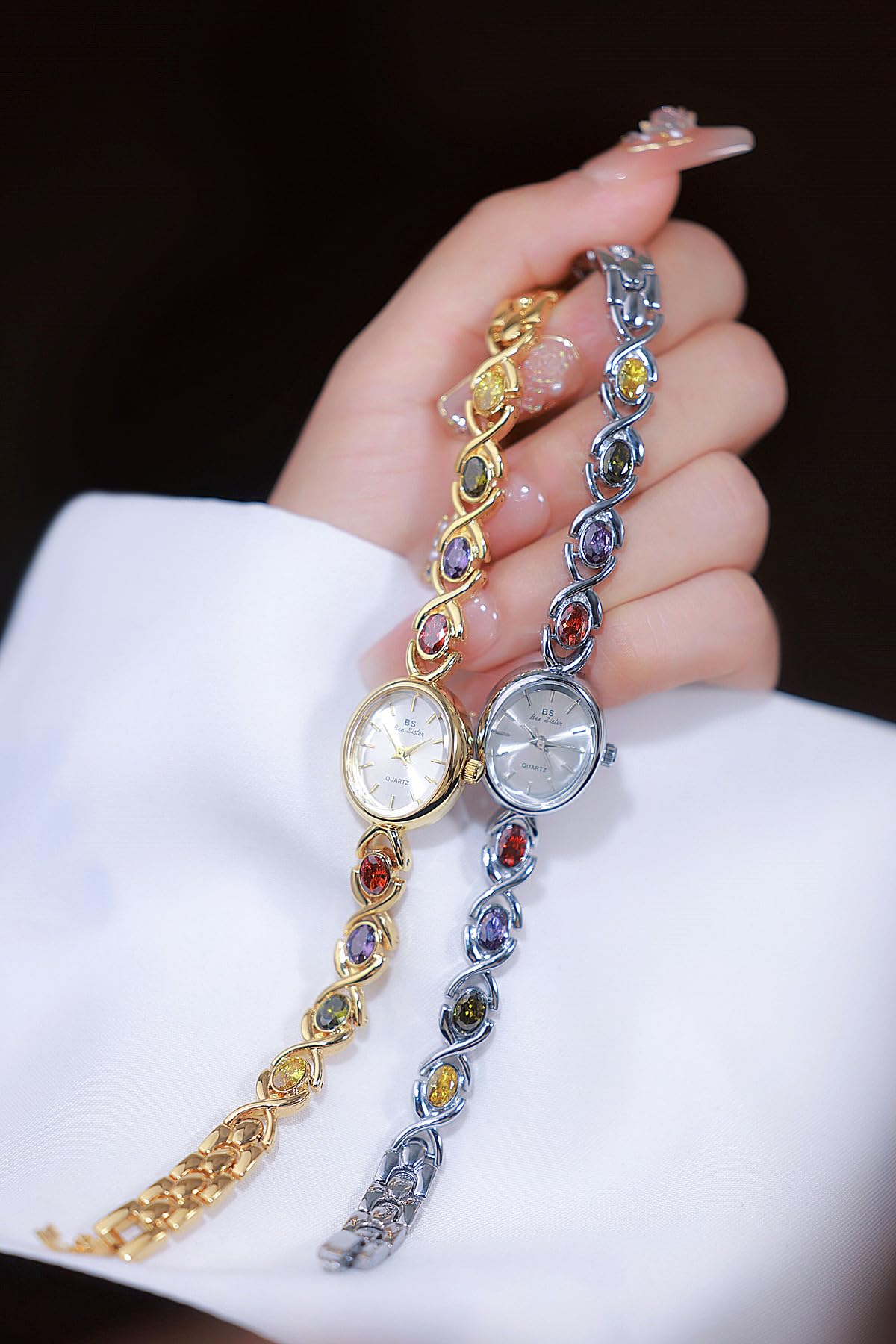 FANMIS Gold Watches for Women with Small Fase Oval Bracelet Dress Watch – full view