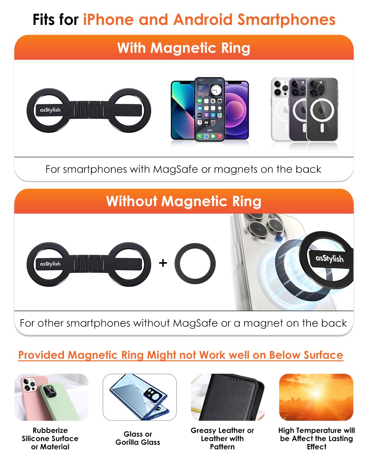 asStylish Twins Carry: Magnetic Dual-Phone Holder for iPhone & Android | Lightweight Solution for Professionals, Travele
