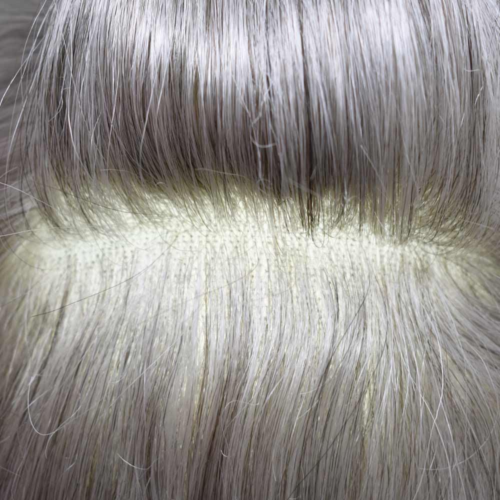 Curve Hair Mens Toupee Human Hair Piece Replacement System Monofilament Wig Hair Unit for Men Durable Poly Coated Mens Hairpiece (#365 Dark Brown+65% Gray, 8"X10")