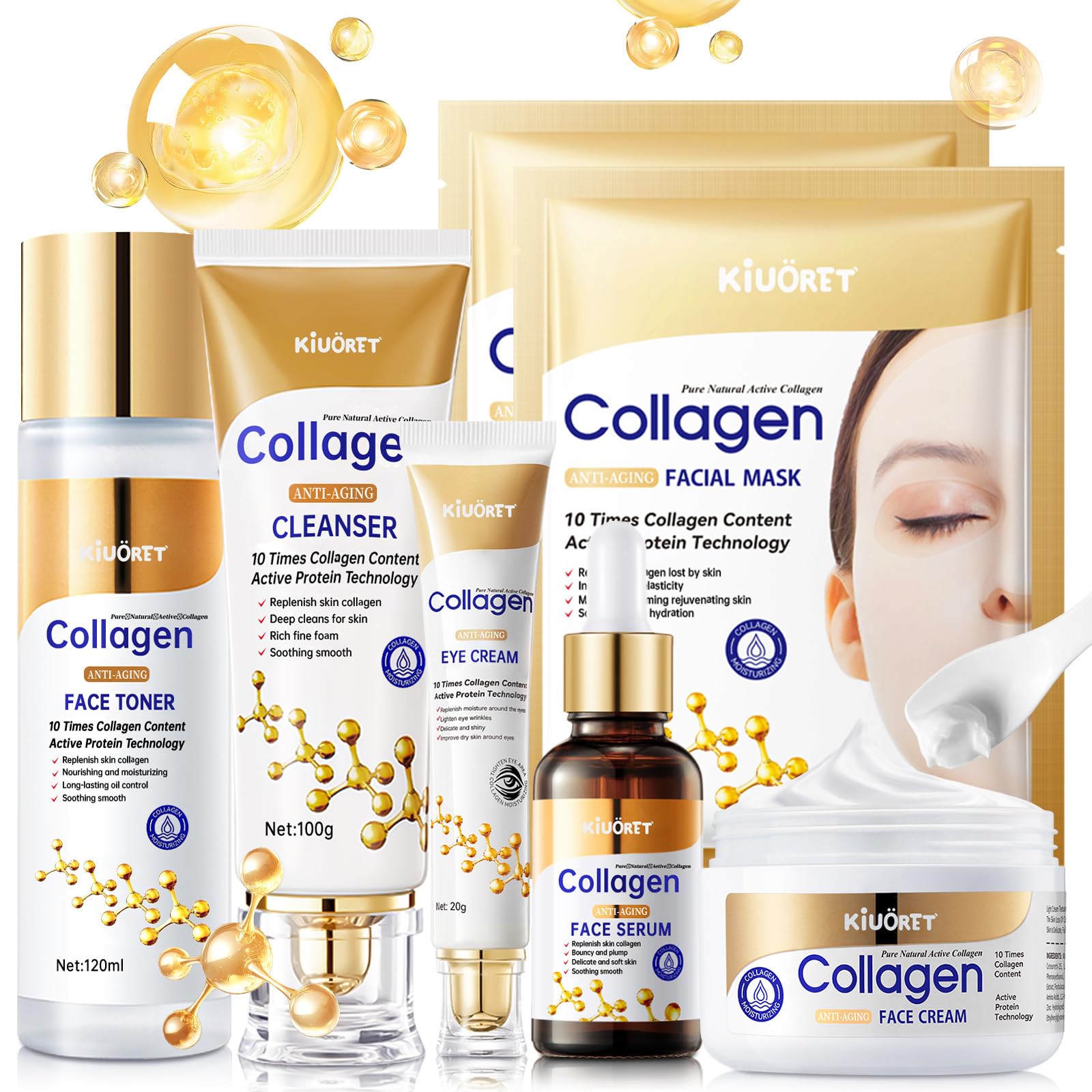 Collagen Skin Care Set - 7PCS Moisturizing Skin Care Set Reduce - Product Imagery
