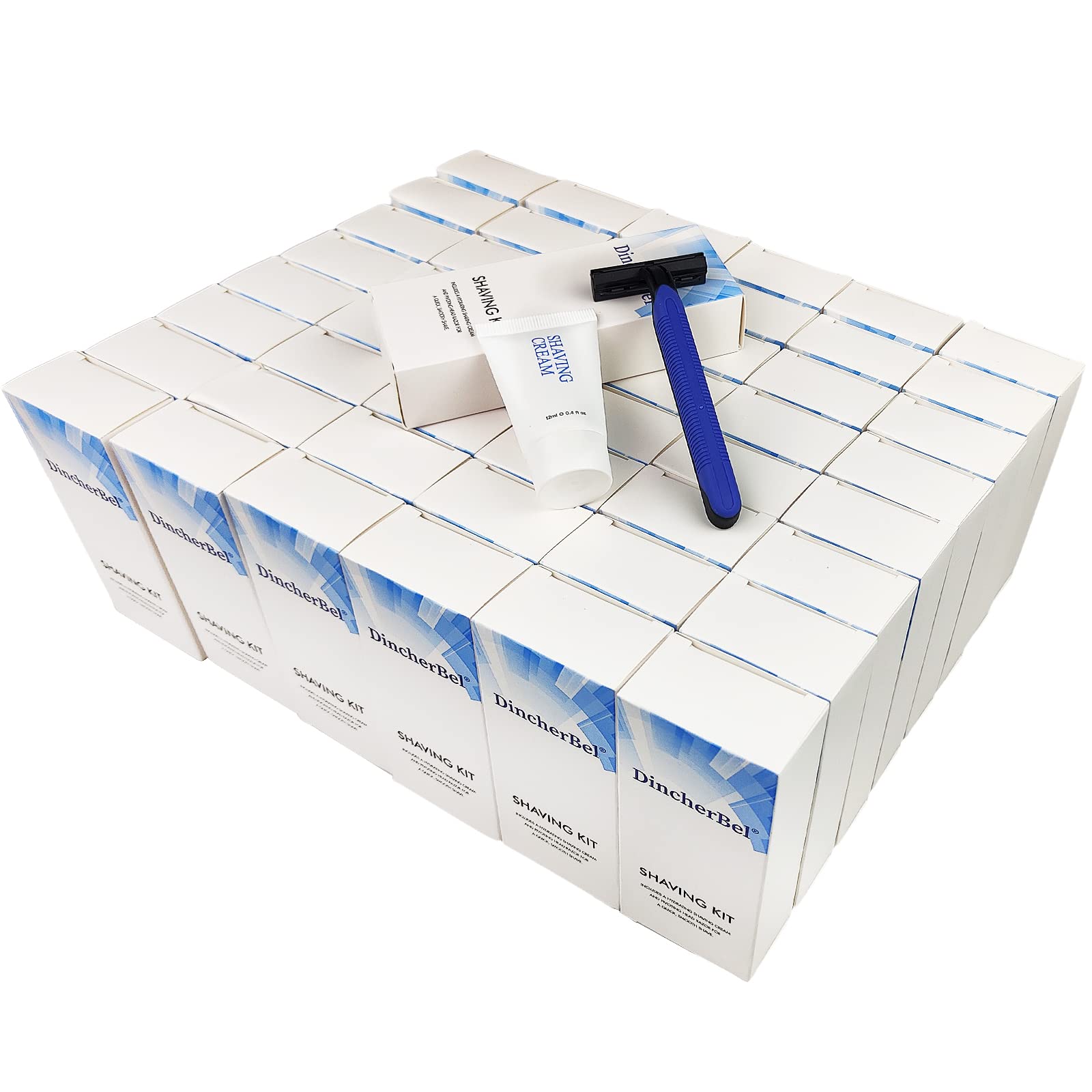 Pack of 50 DincherBel manual shaving razors with 12g shaving cream for a smooth shave, disposable razors in bulk.