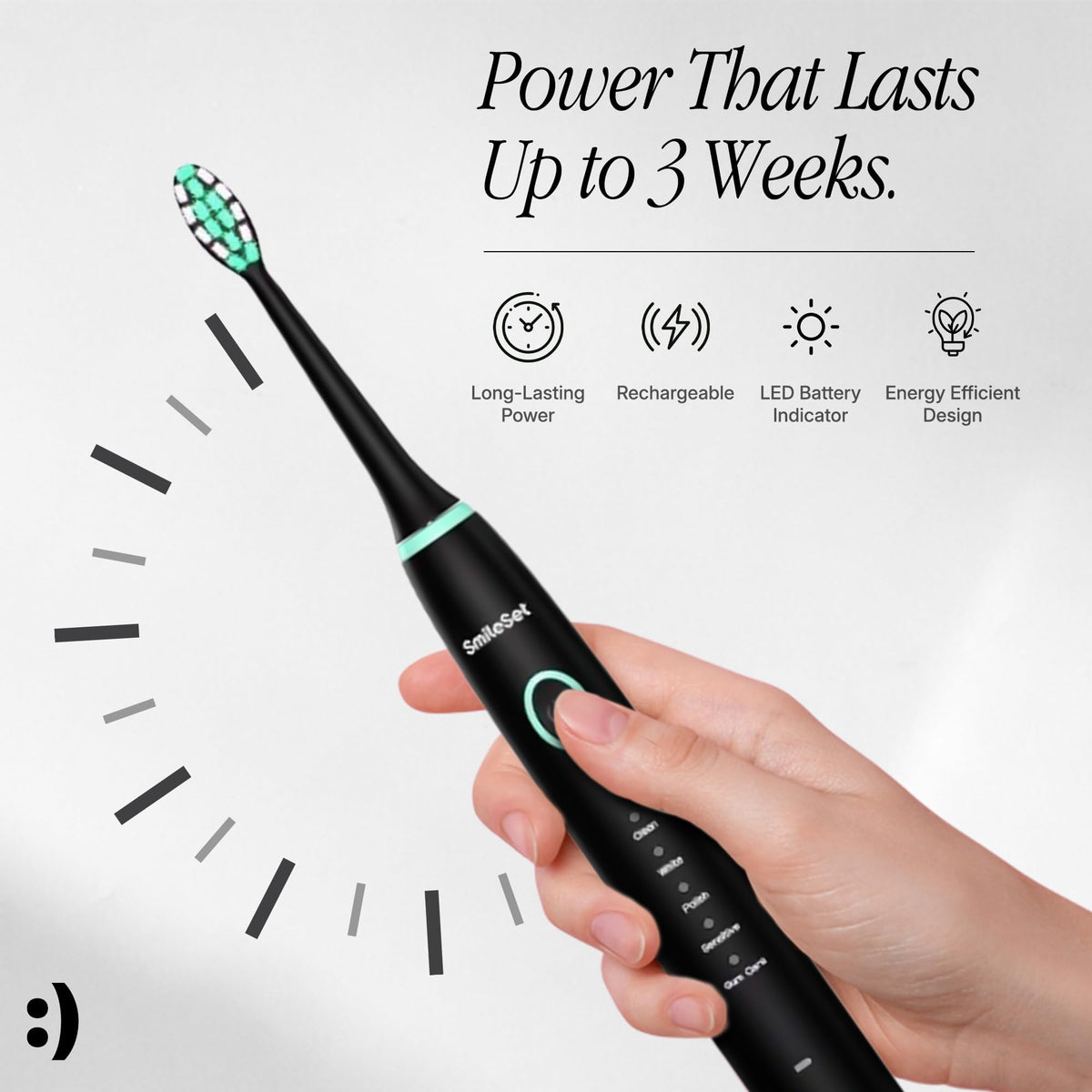 SmileSet Sonic Toothbrush Rechargeable Electric Toothbrush - SmileSet Official Imagery - 4