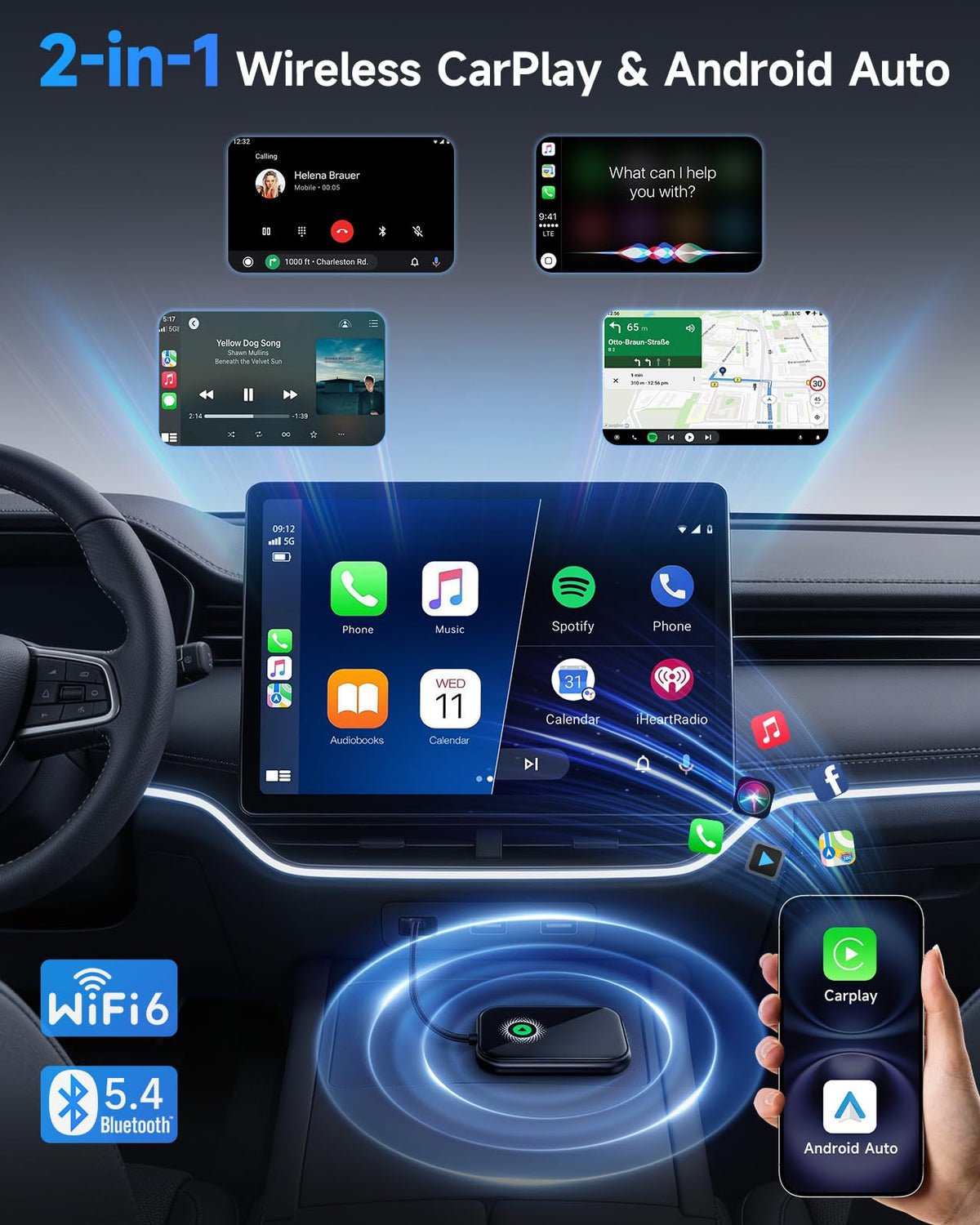 AweEos Smarter CarPlay Pro 2-in-1 Wireless CarPlay & Android Auto Adapter