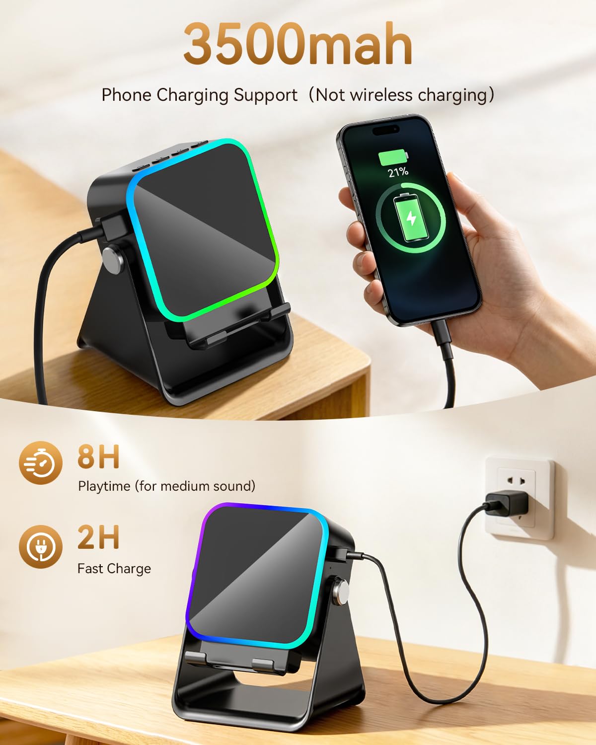 MILOUZ Gifts for Men Tech Gadgets Wireless Induction Speaker with Phone Stand – alternate angle