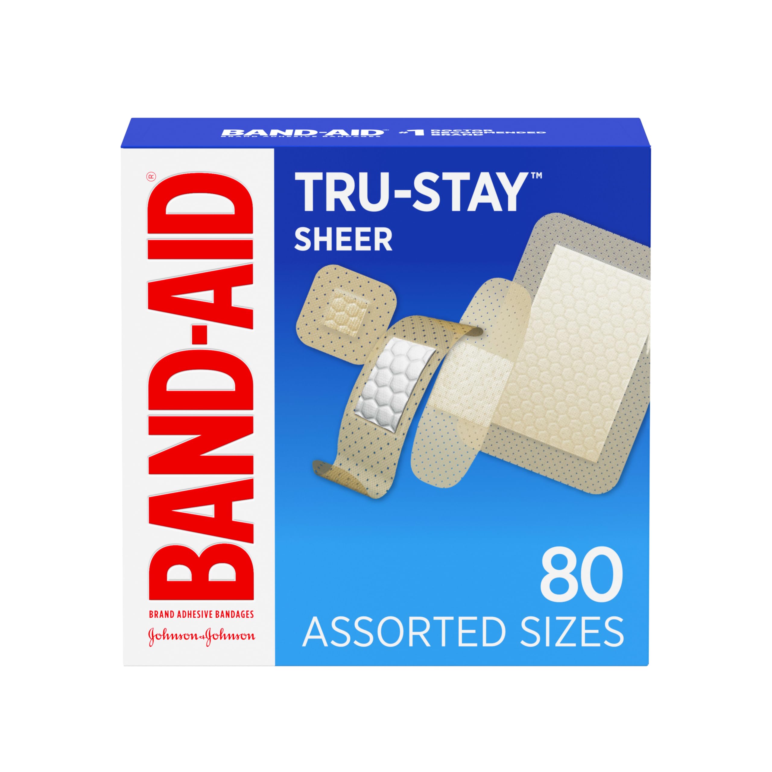 BAND-AID Brand Tru-Stay Sheer Adhesive Bandages, Assorted Sizes, - Product Imagery
