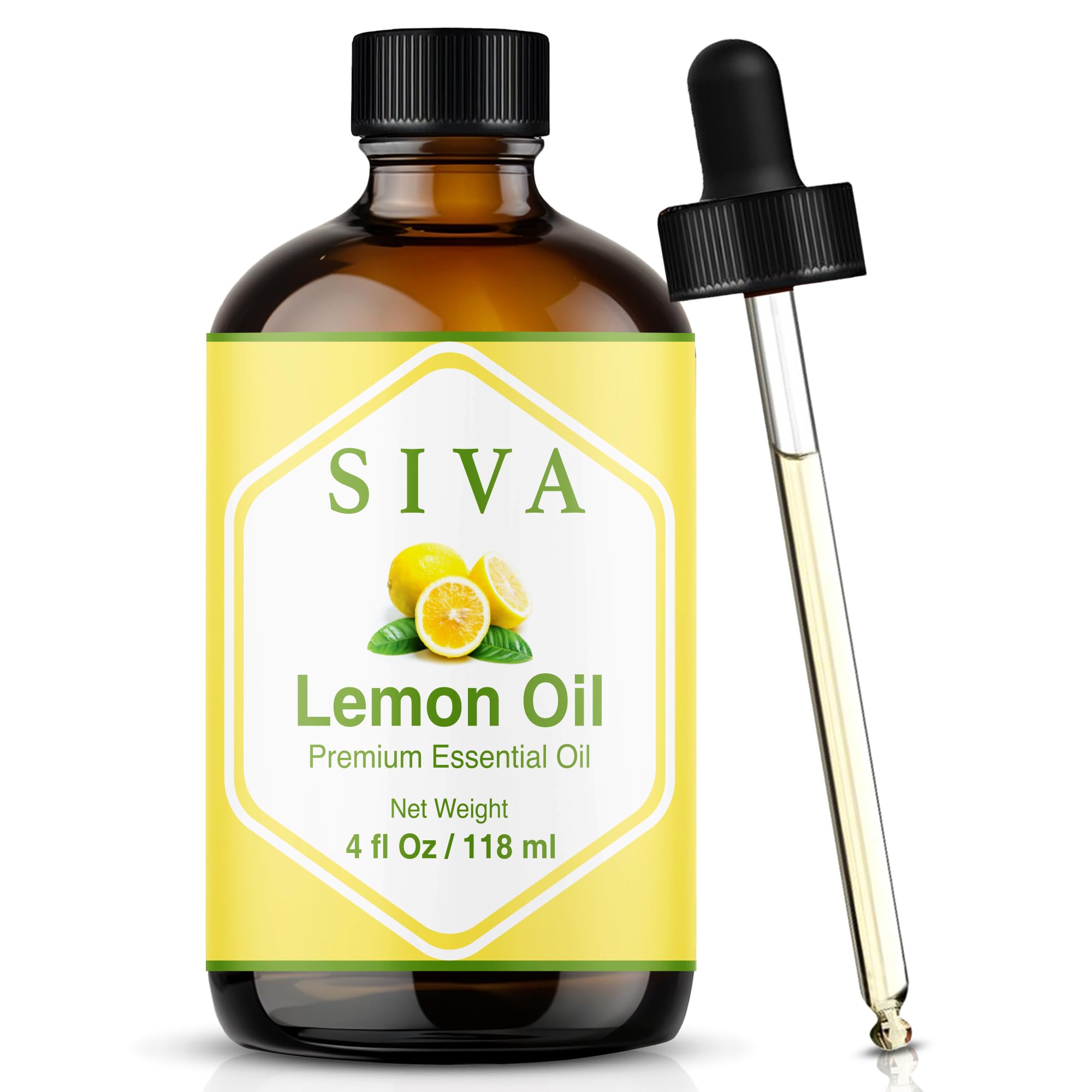 SIVA Organics Lemon Essential Oil 4oz | Glass Bottle