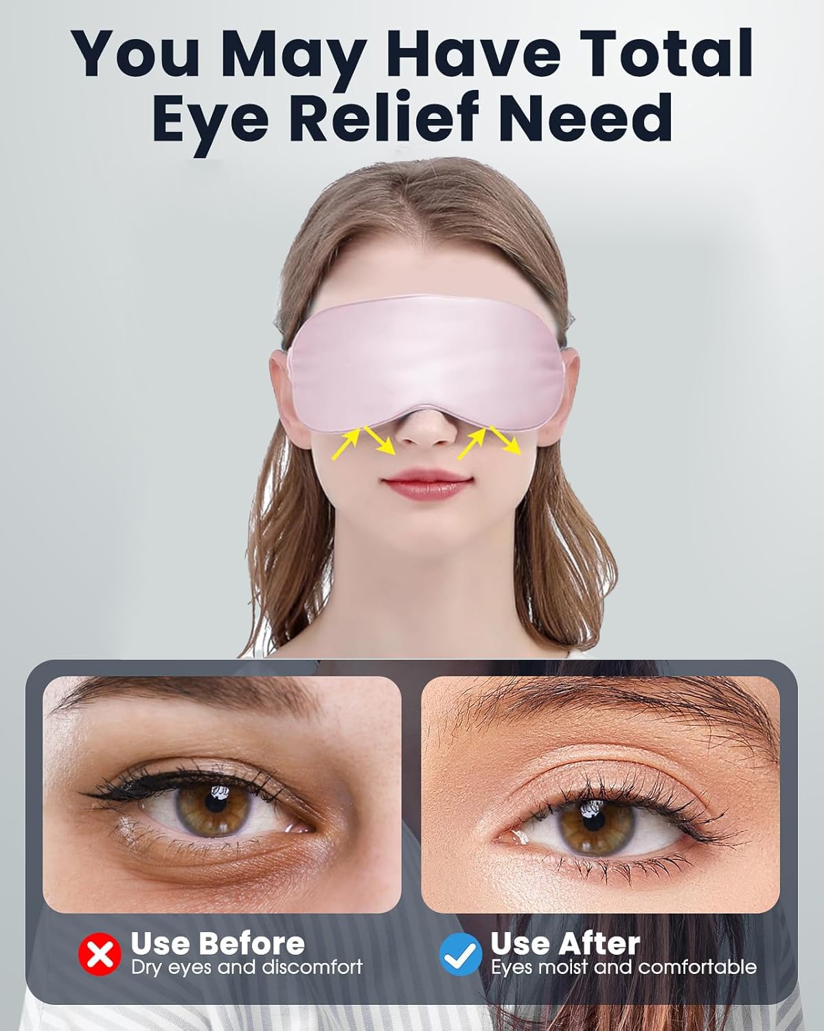 FlexTherm Pink Heated Eye Mask for Dry Eyes, MGD, Blepharitis, Stye Treatment, Warm & Cool Eye Masks, USB Powered, Adjus