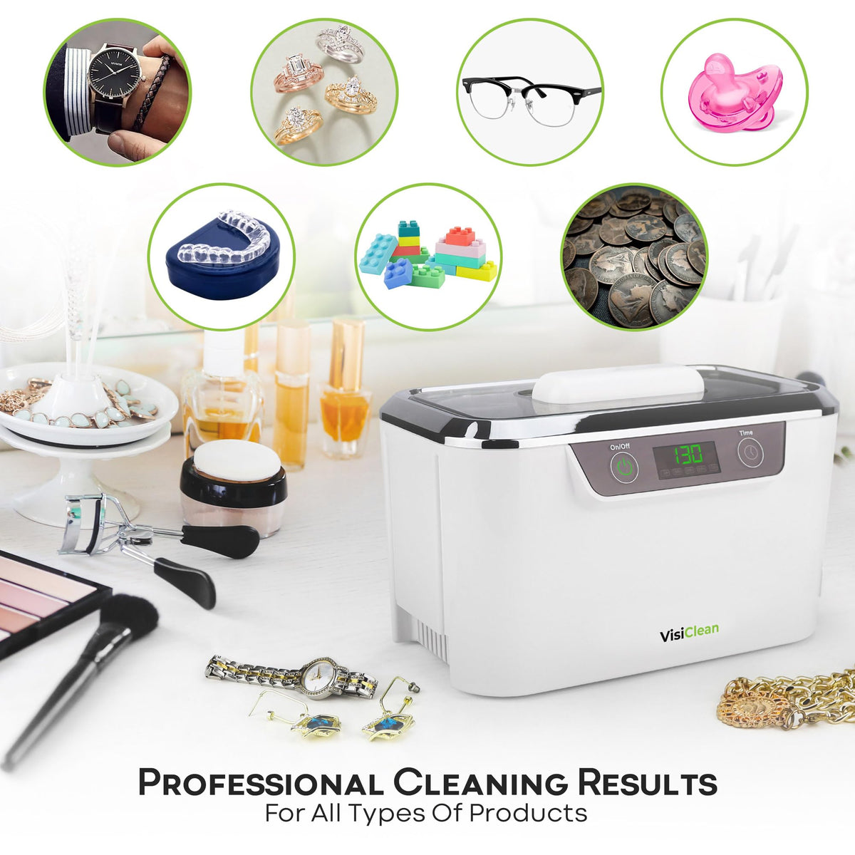 Ultrasonic Cleaner, Professional Ultrasonic Jewelry Cleaner for Diamond Ring, Silver, Gold, Earrings, Necklaces, Glasses