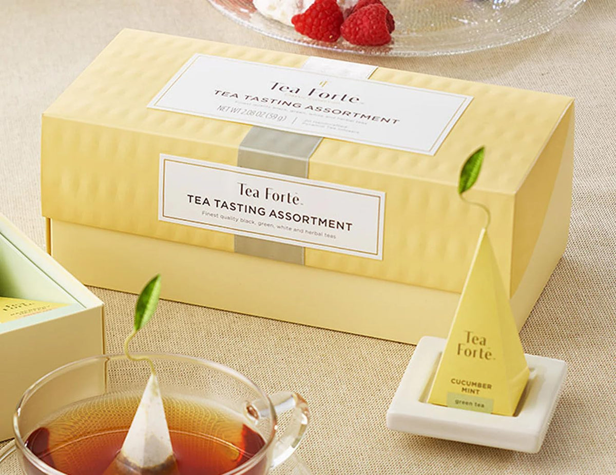 Tea Forte Tea Sampler, 20 Pyramid Infuser Bags, Premium Tea Gift Set – full view