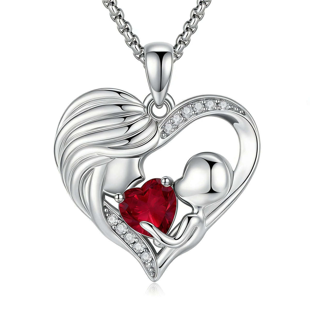 ONEFINITY Mother Necklace Birthstones Heart Pendant Necklaces Expectant Mother Jewelry Gifts for Women Mom Birthday Moth