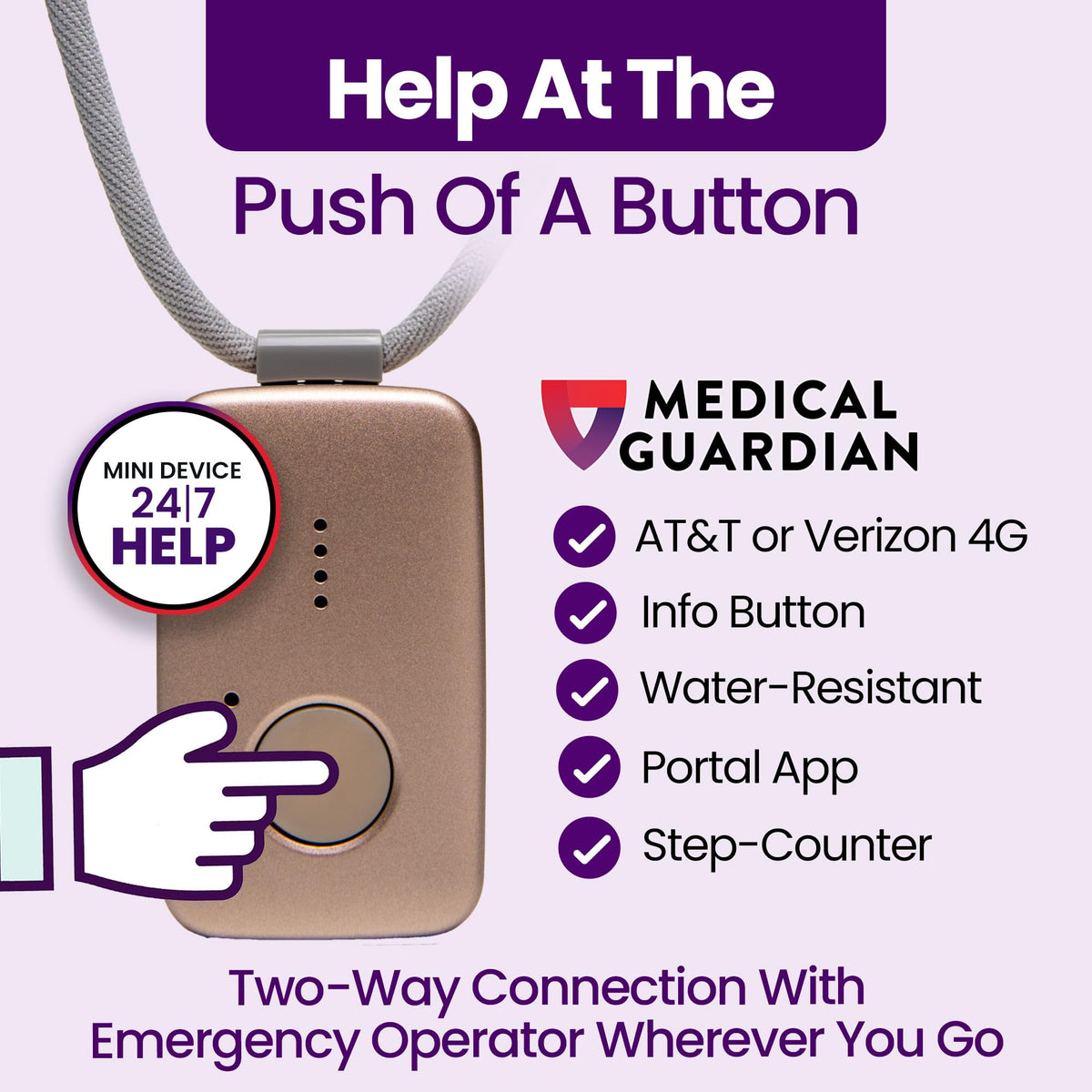 Medical Guardian MGMini Medical Alert Device for Seniors | Rose Gold – alternate angle