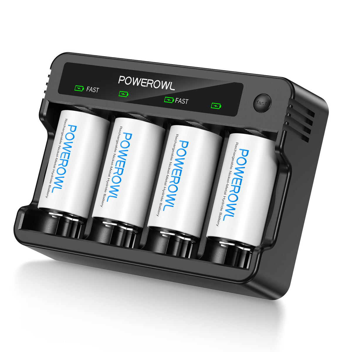 POWEROWL Rechargeable D Batteries with 4 Bay Battery Charger - POWEROWL Official Imagery - 2