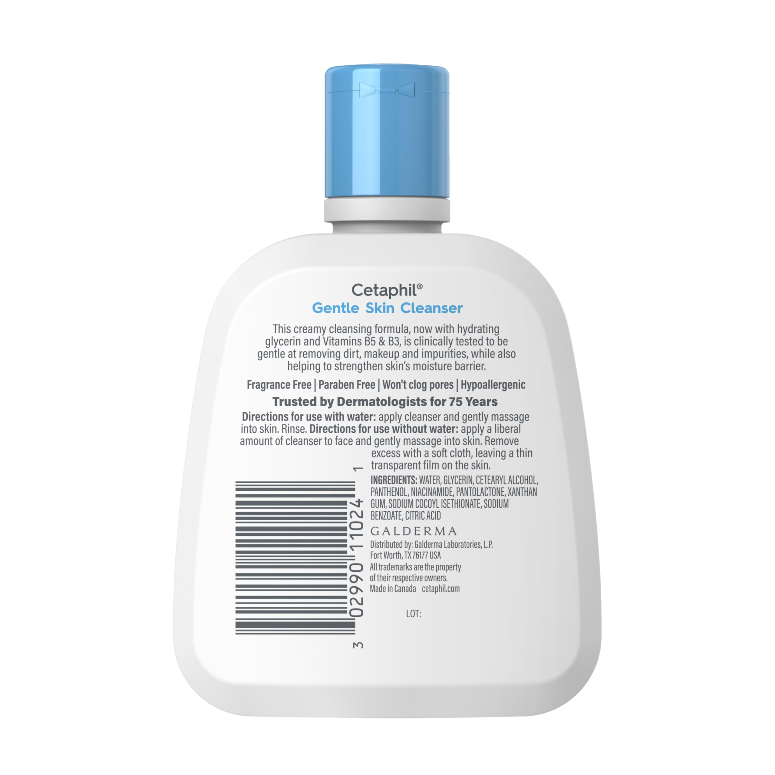 Cetaphil Gentle Cleanser hydrating face wash for sensitive skin in 4 fl oz bottles, shown in a three-pack.