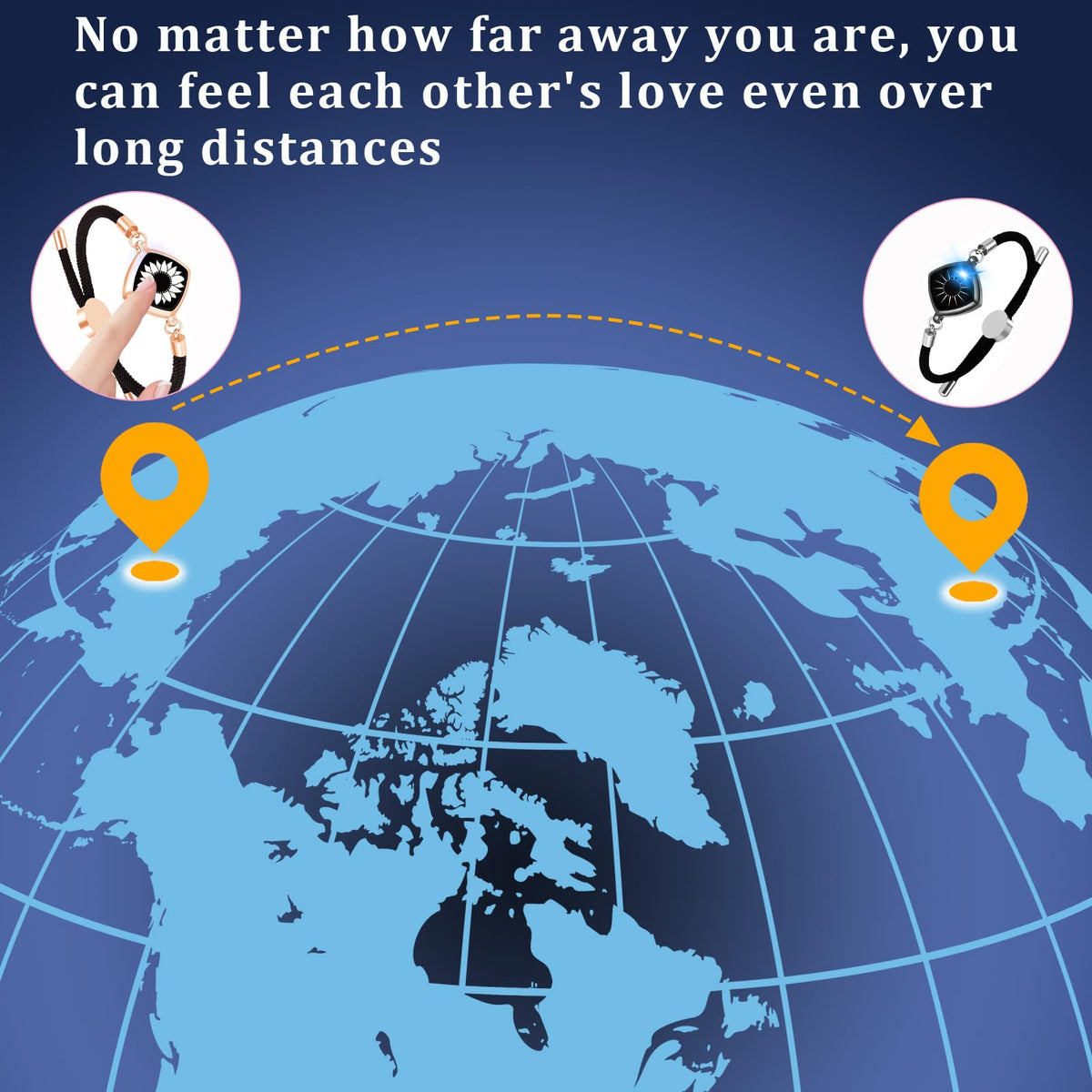 ZYWFAYUO Long Distance Touch Bracelets, Vibration & Light up Remote Smart Matching Couples Bracelet for Couple Long Dist