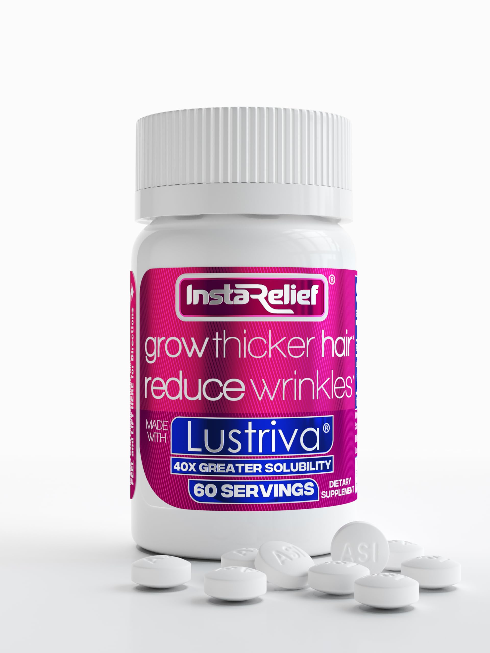 InstaRelief® Hair Growth with Lustriva® - Clinically Shown to - Product Imagery