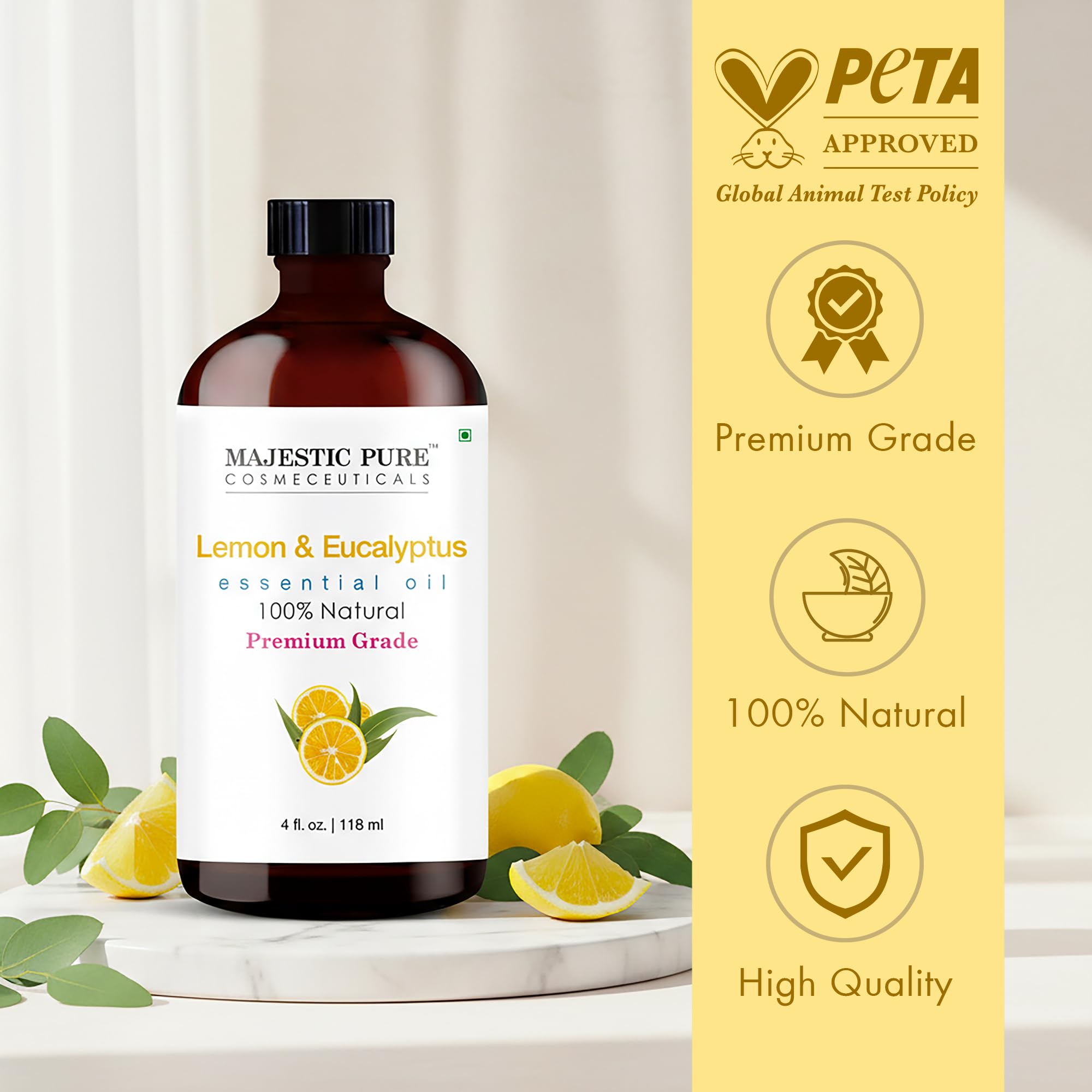 Majestic Pure Lemon Eucalyptus Essential Oil 4oz Diffuser