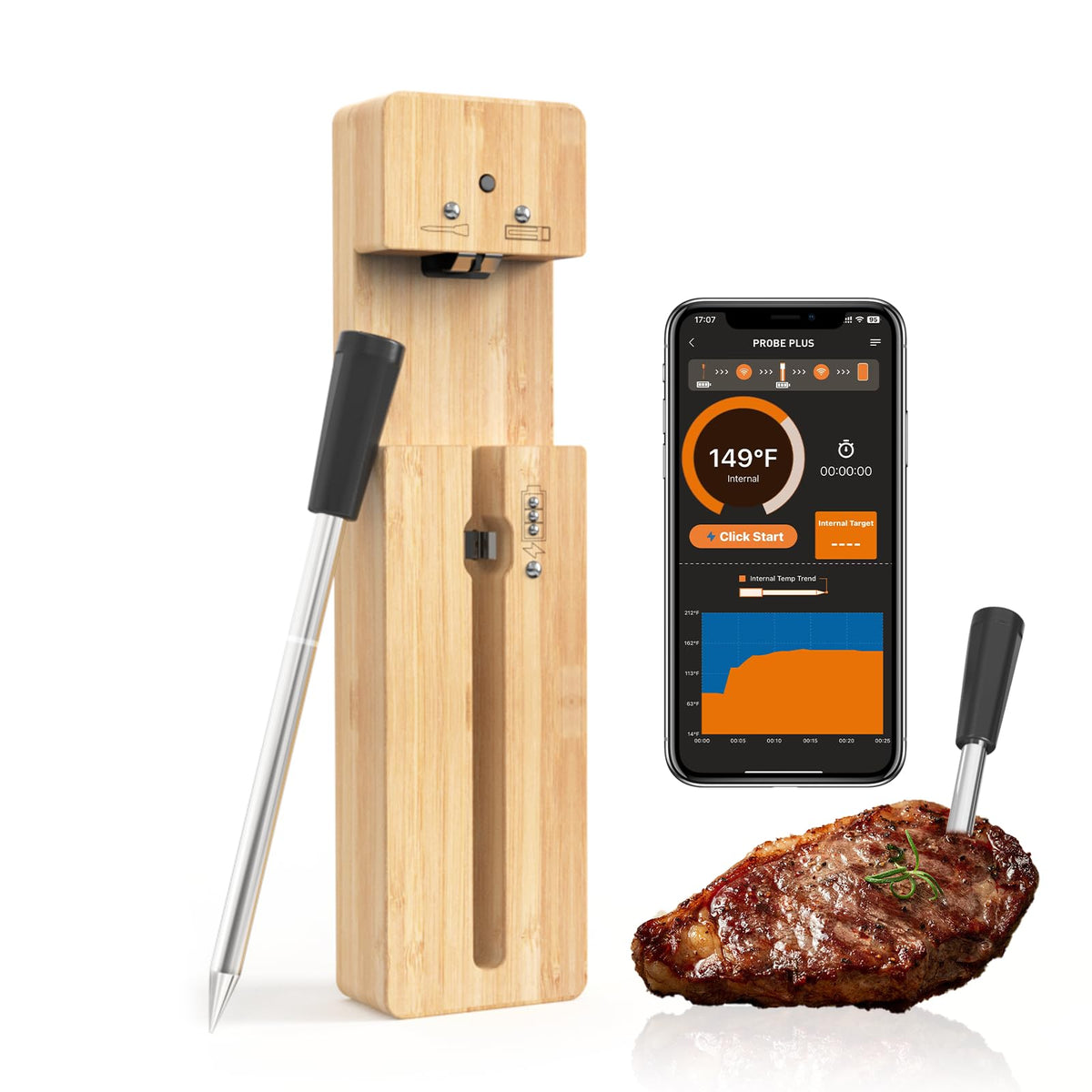 Wireless Meat Thermometer Smart APP Rechargeable Christmas - Newise Official Imagery - 2