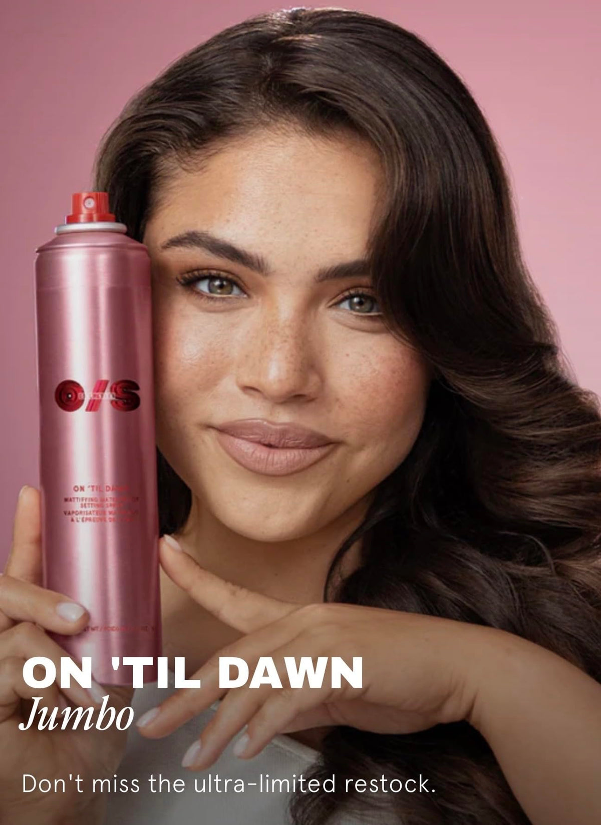 One Size On 'Til Dawn Mattifying Waterproof Setting Spray 3.4 oz / 143 mL – close-up detail in Pink