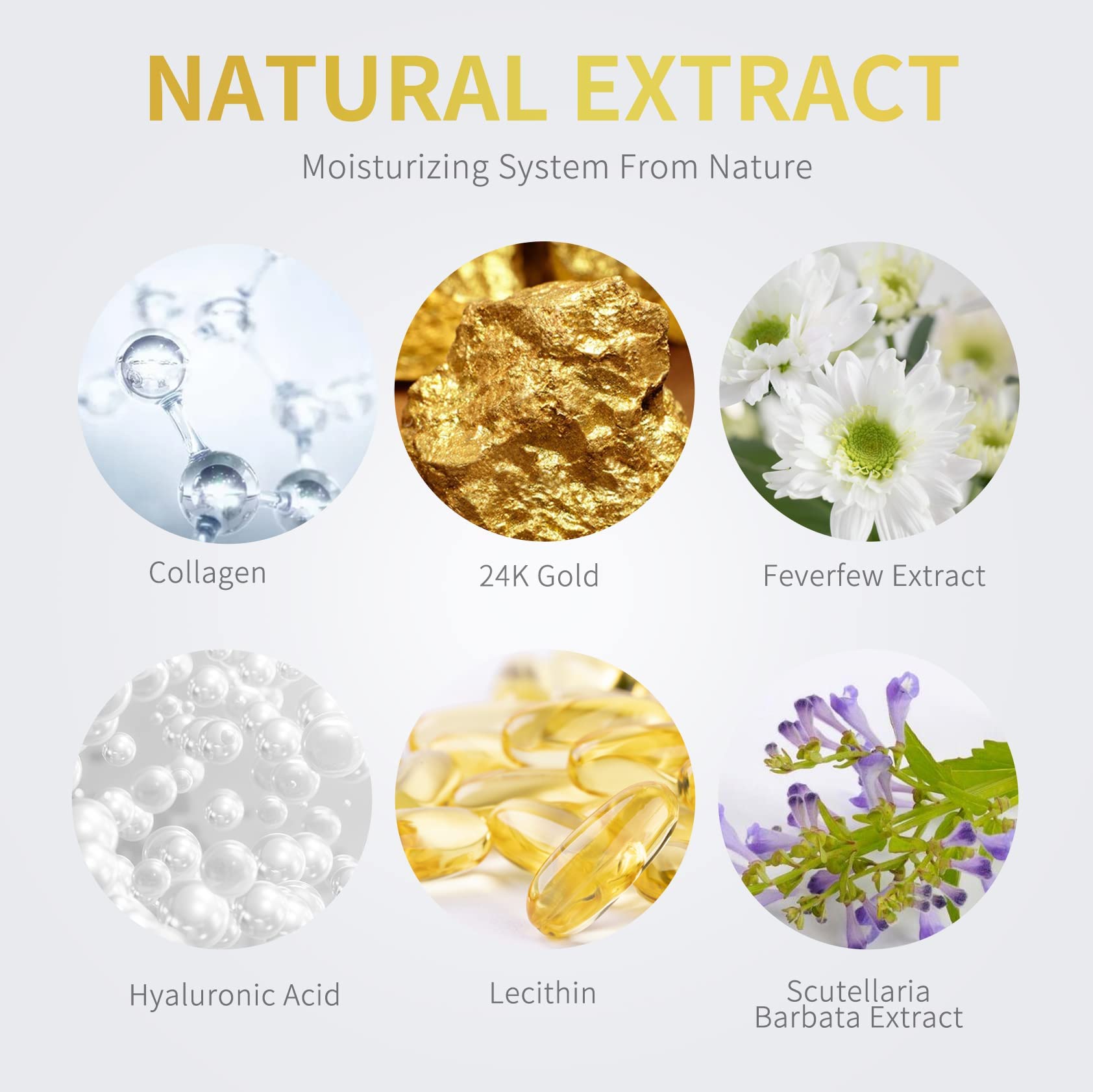 NAZANO 24K Gold under eye patches in a hydrogel skin treatment mask pack, designed to reduce puffiness and dark circles.
