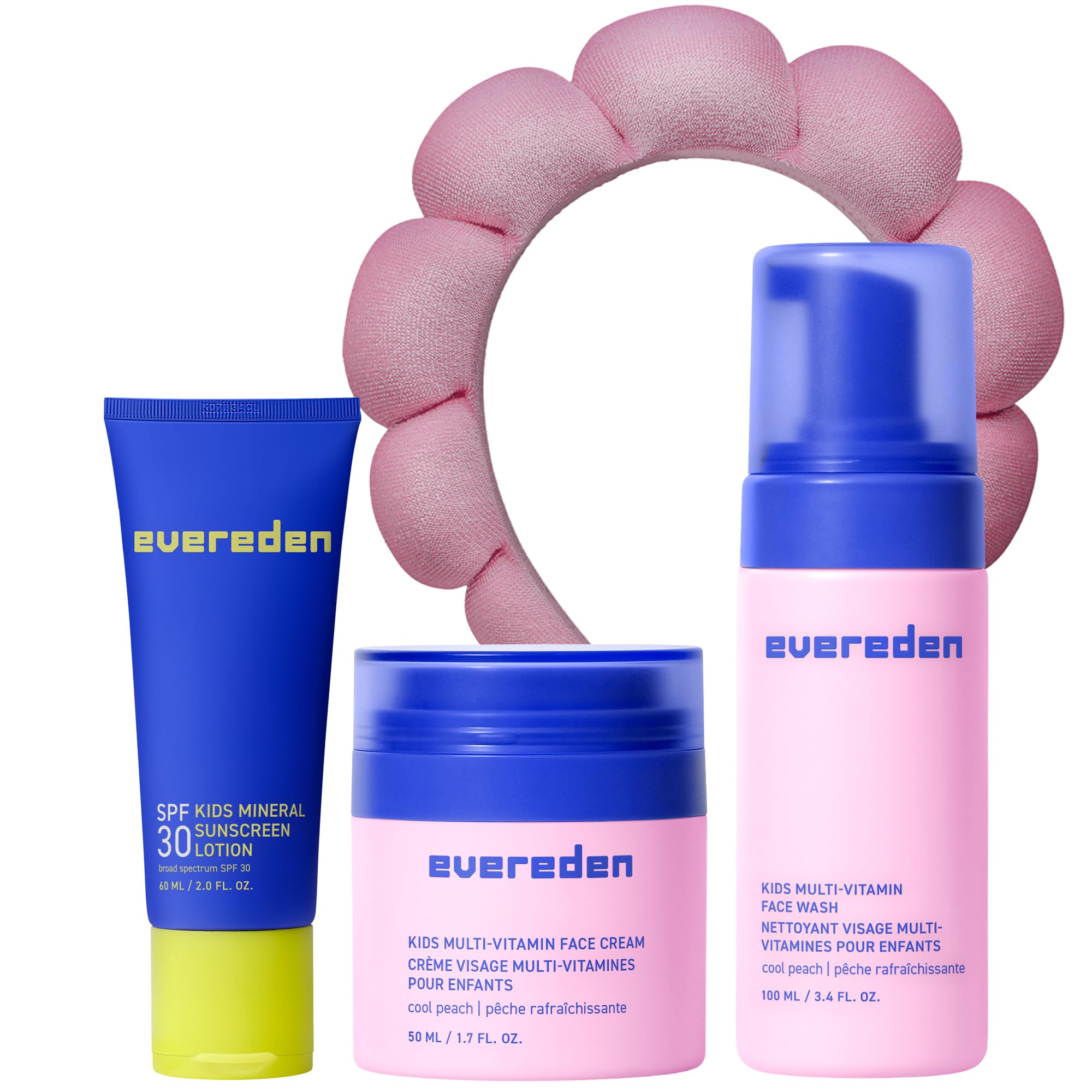 Evereden Kids Mineral Sunscreen, Face Wash, Cream & Headband, - Product Imagery